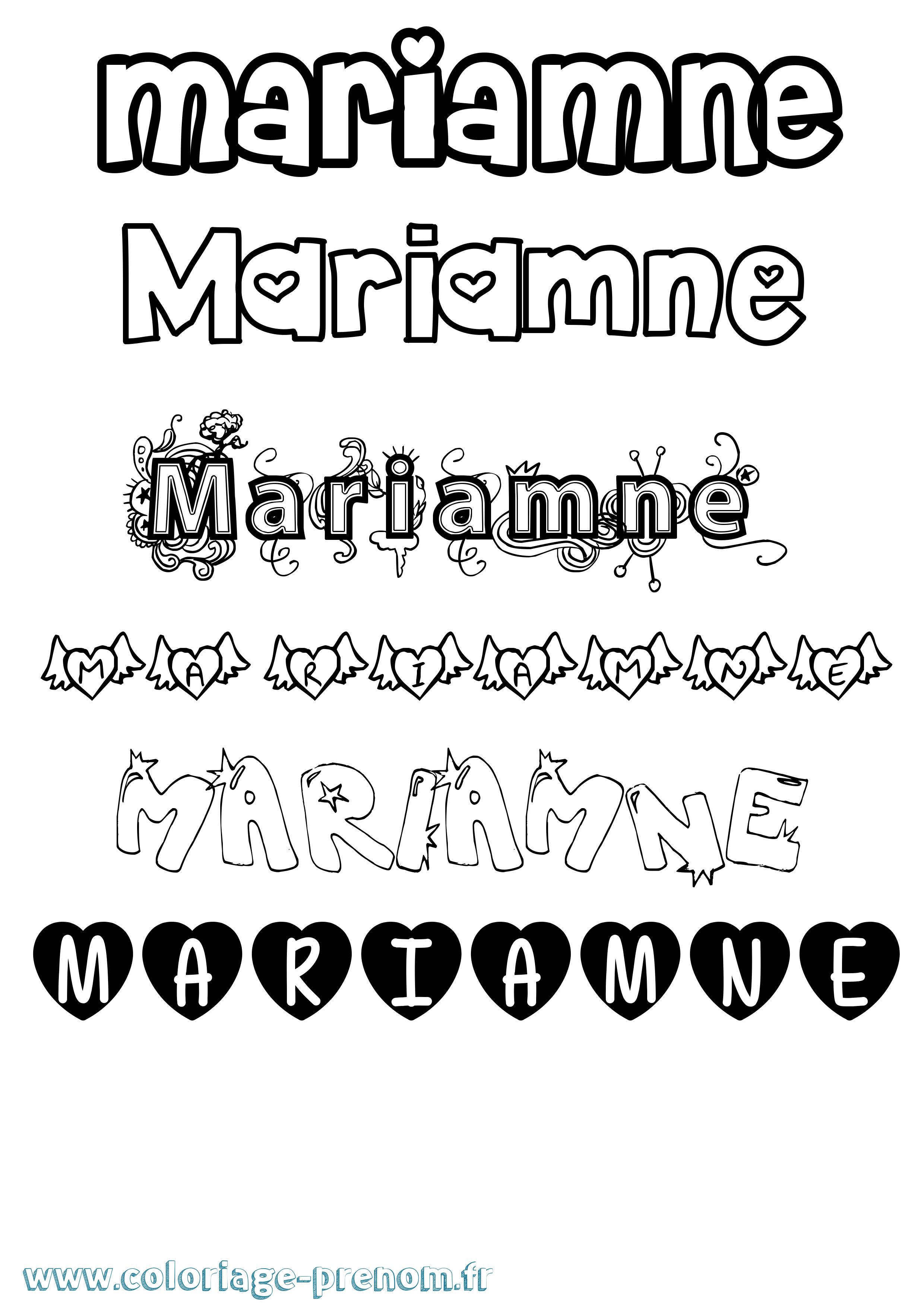 Coloriage prénom Mariamne Girly