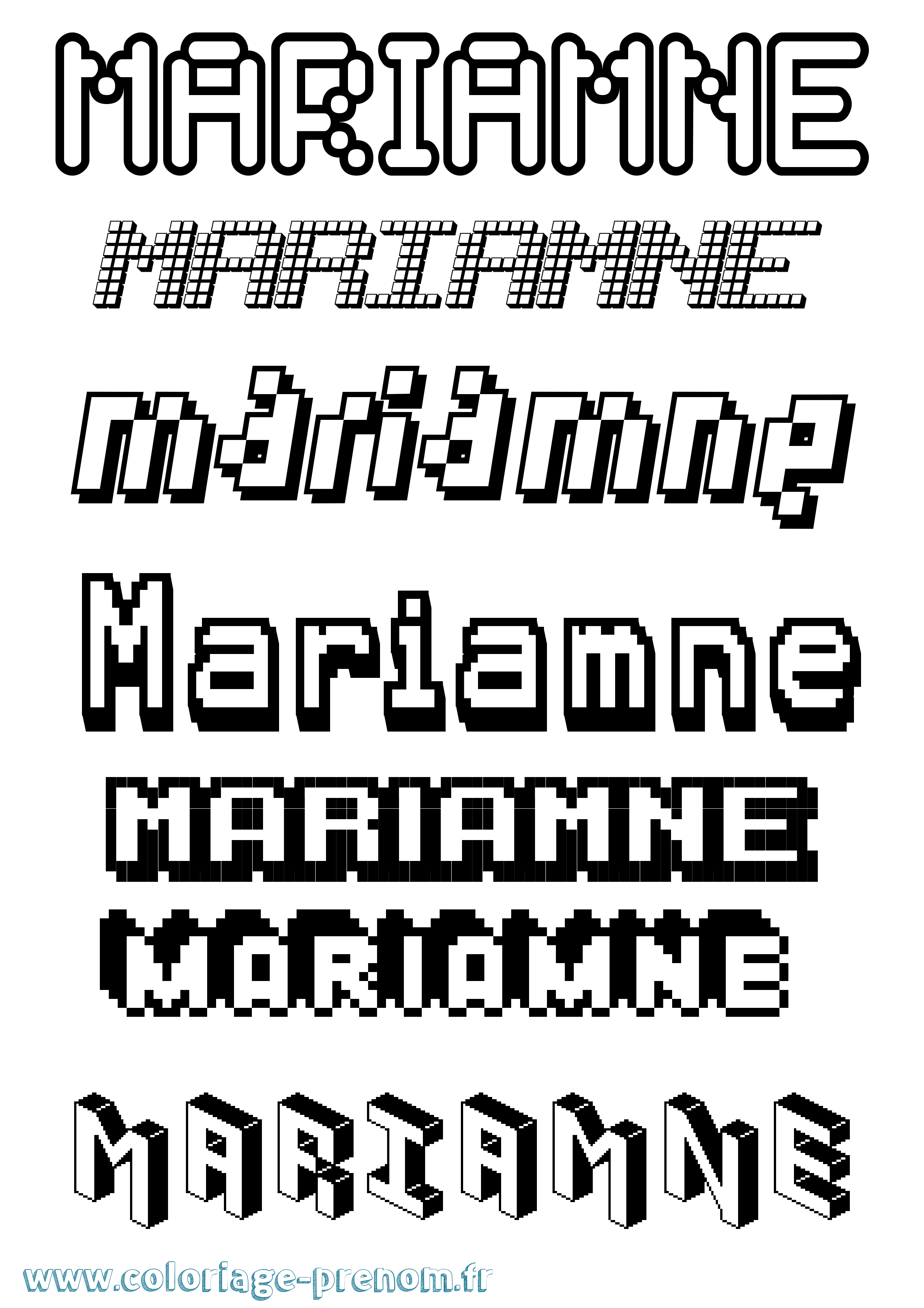 Coloriage prénom Mariamne Pixel