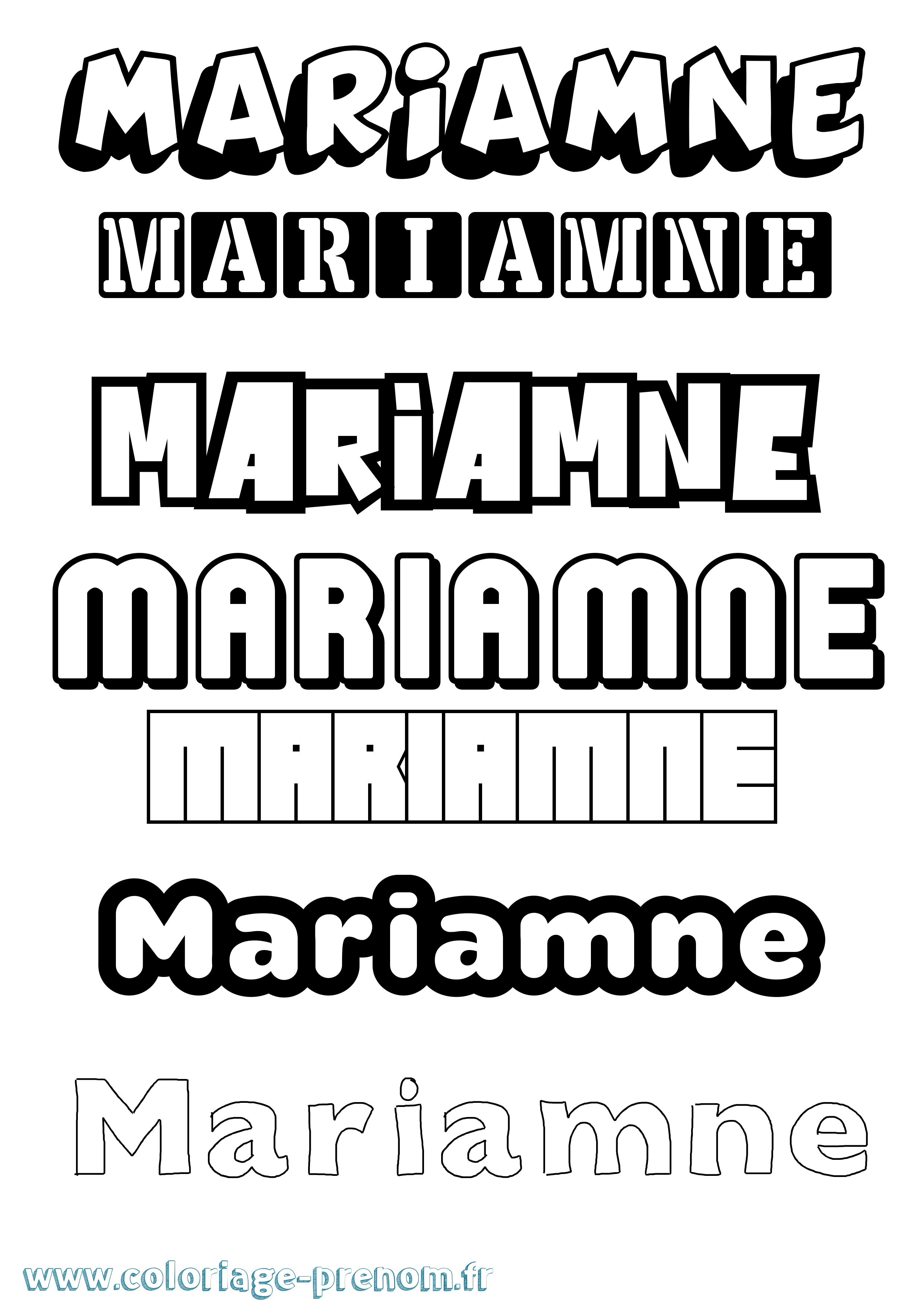 Coloriage prénom Mariamne Simple