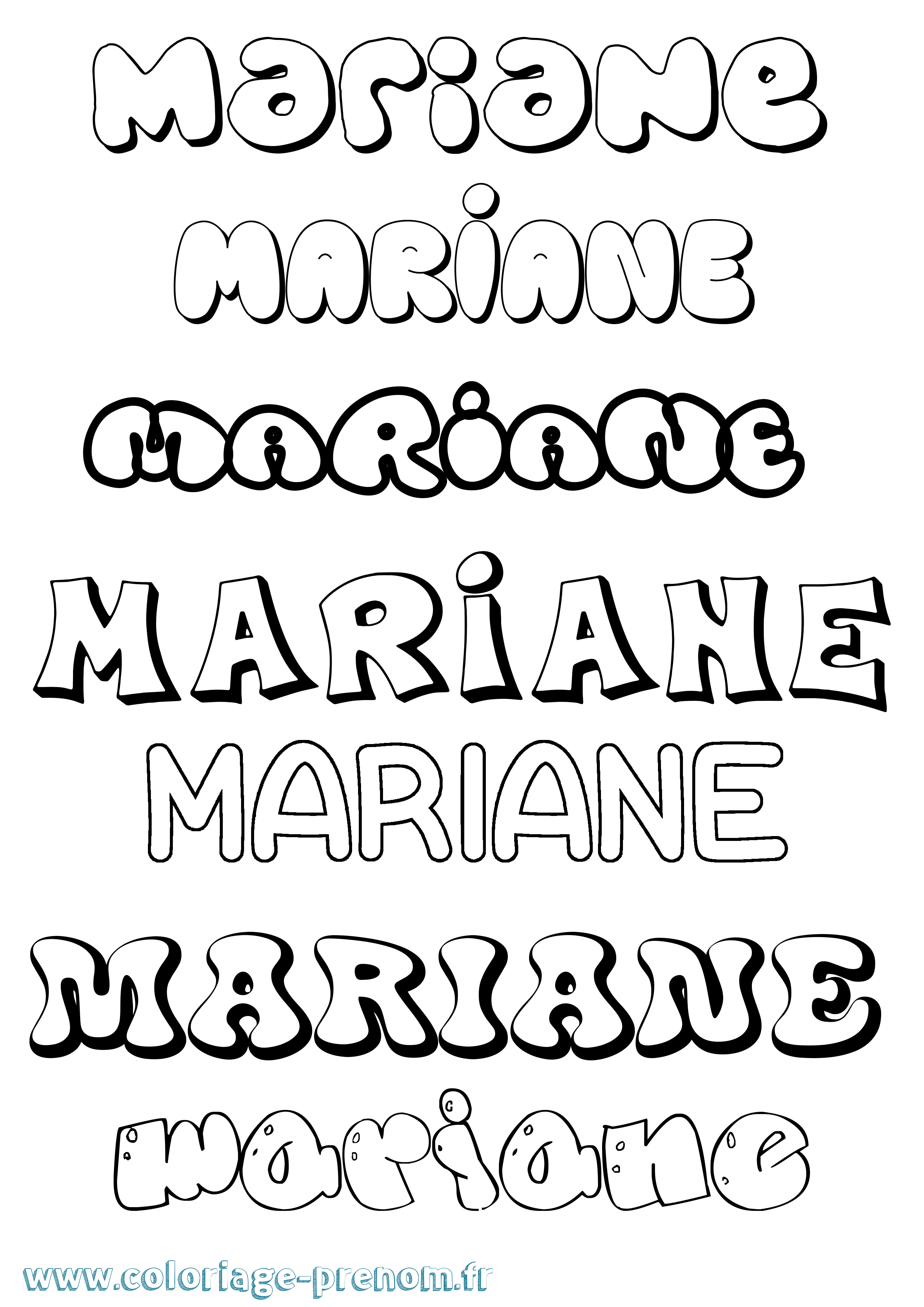 Coloriage Mariane Bubble Coloriage prénom Mariane Bubble