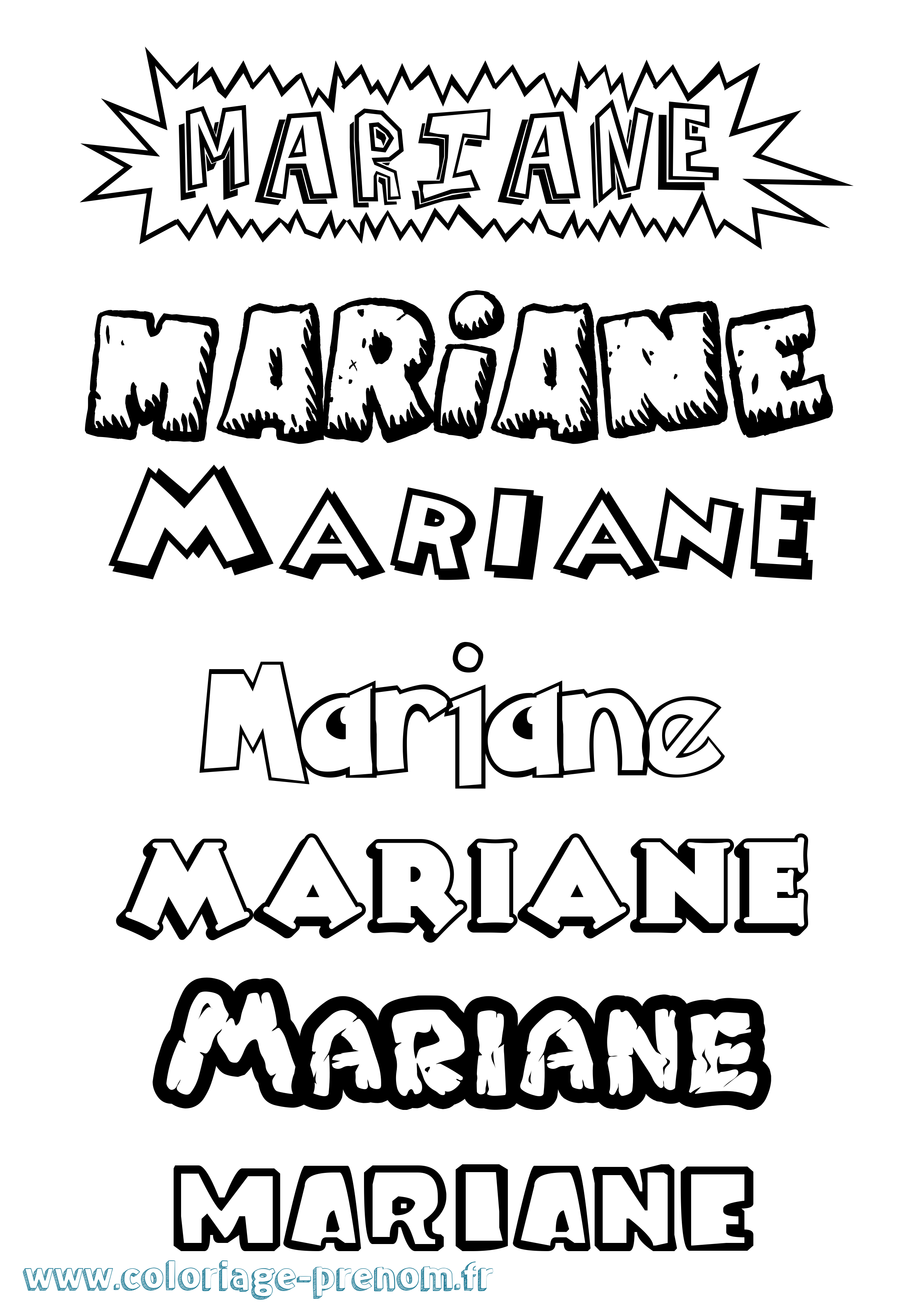 Coloriage Mariane Dessin Animé Coloriage prénom Mariane Dessin Animé