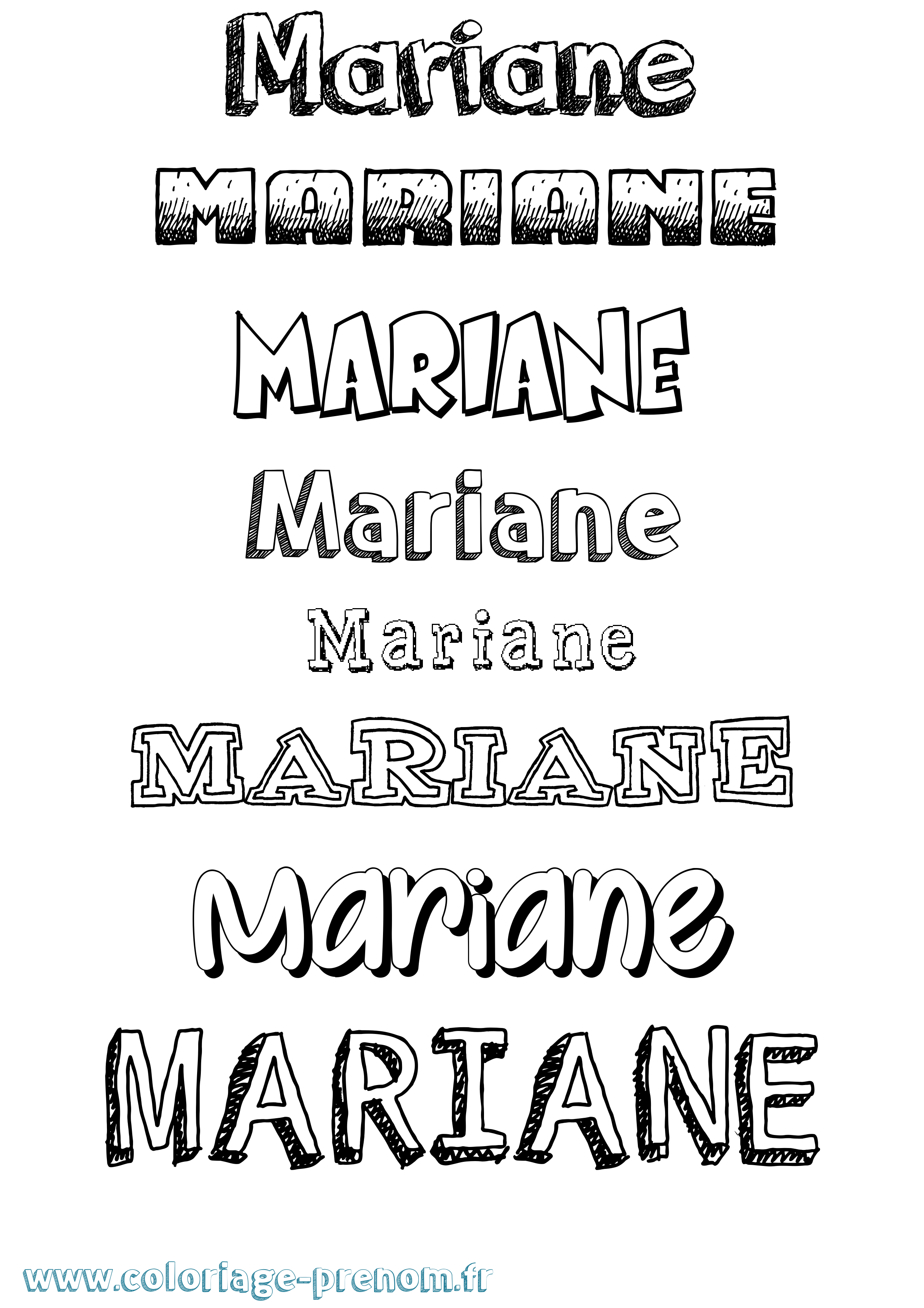 Coloriage prénom Mariane Dessiné