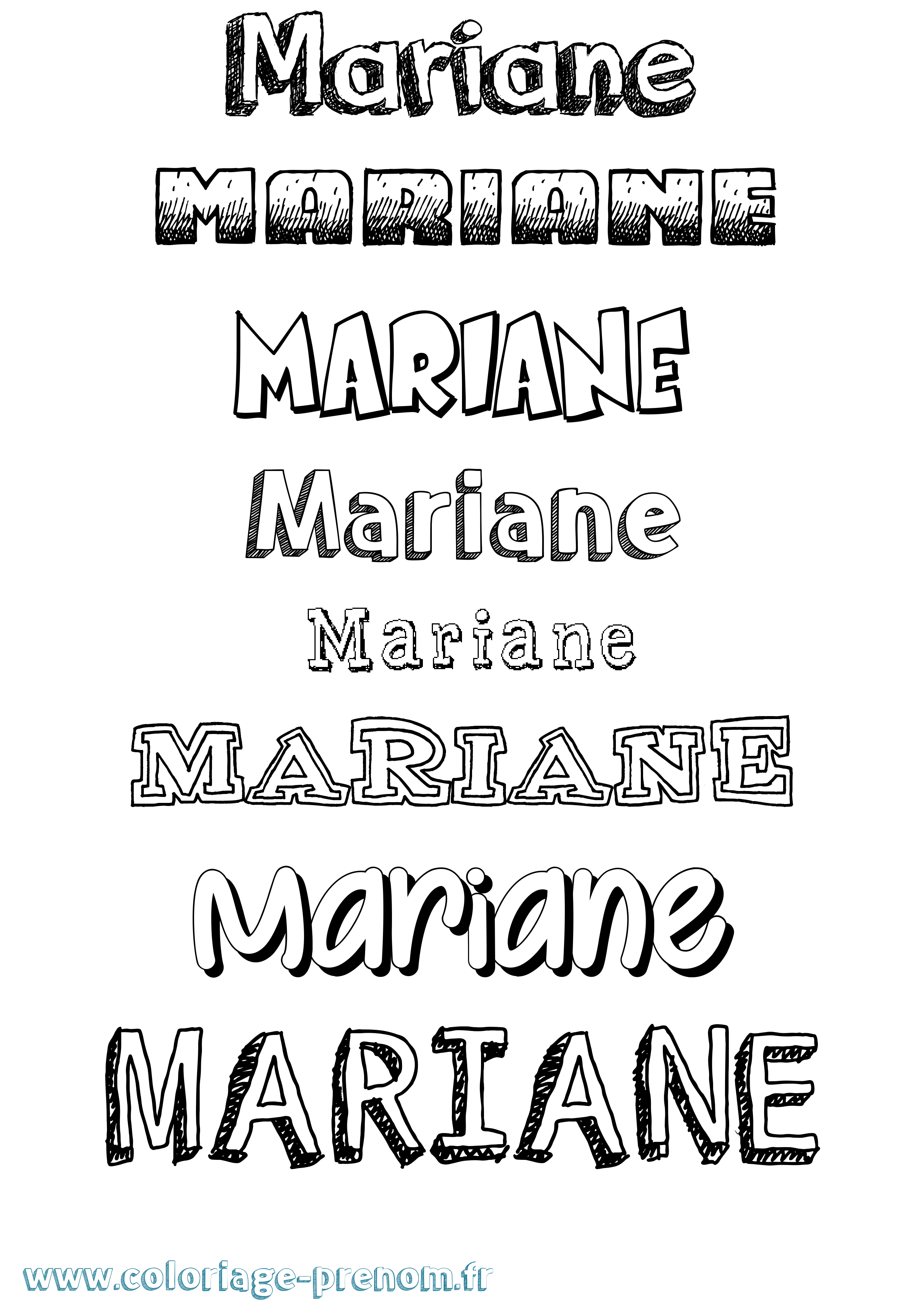 Coloriage Mariane Dessiné Coloriage prénom Mariane Dessiné