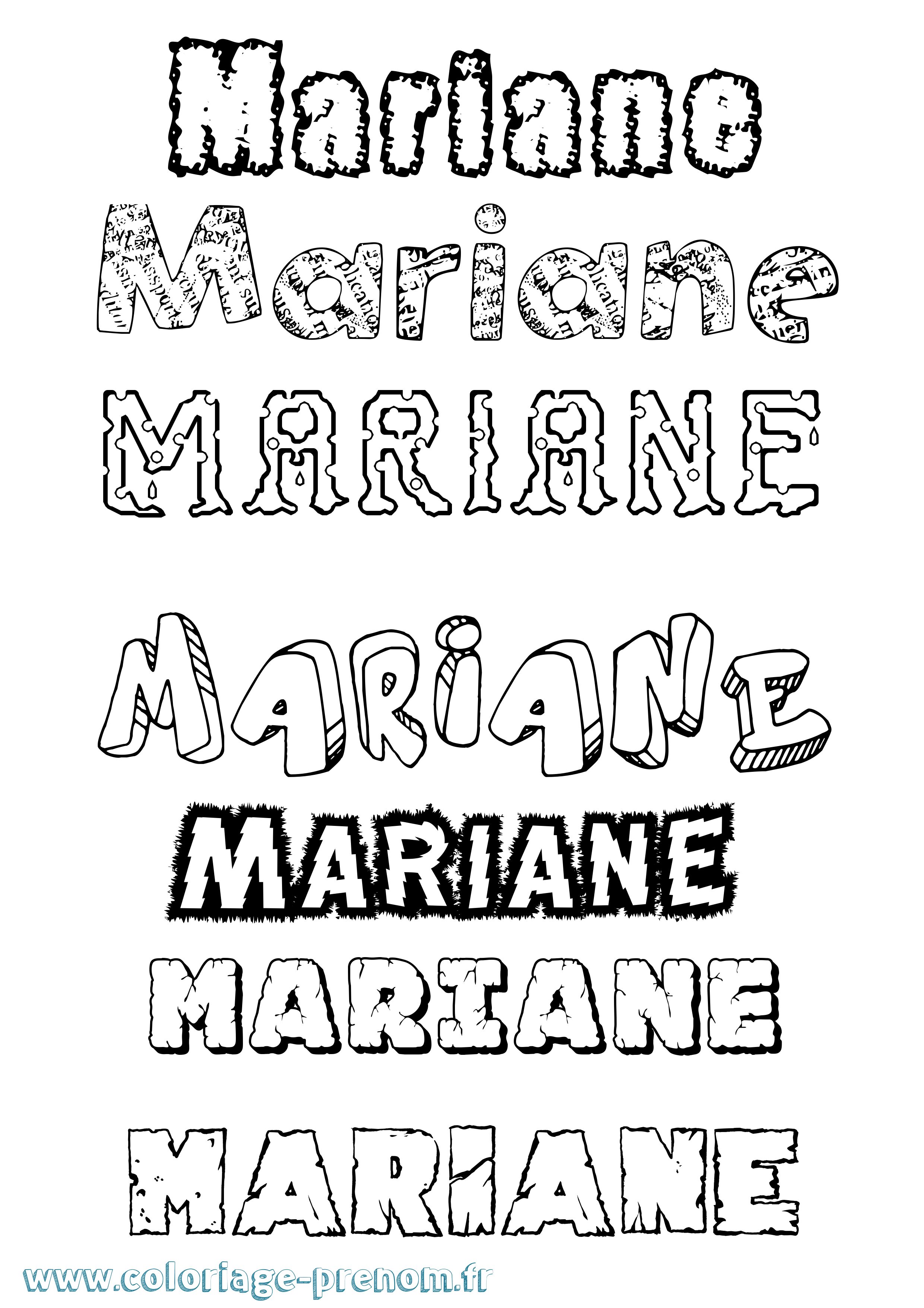 Coloriage prénom Mariane Destructuré