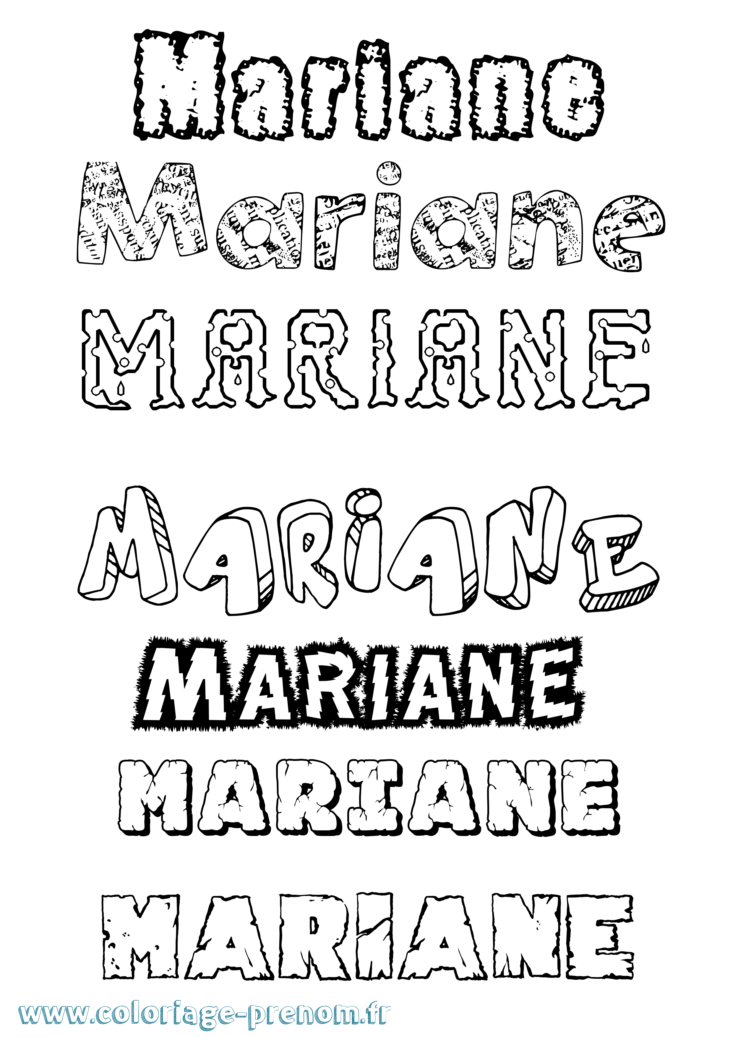 Coloriage Mariane Destructuré Coloriage prénom Mariane Destructuré