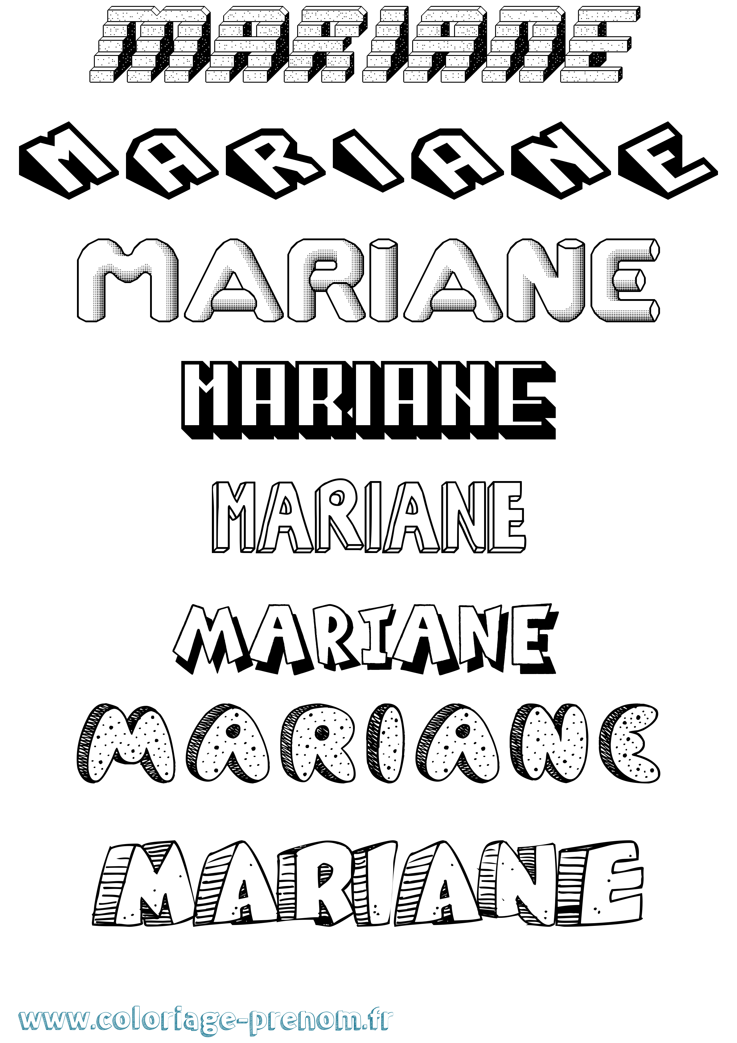 Coloriage Mariane Effet 3D Coloriage prénom Mariane Effet 3D