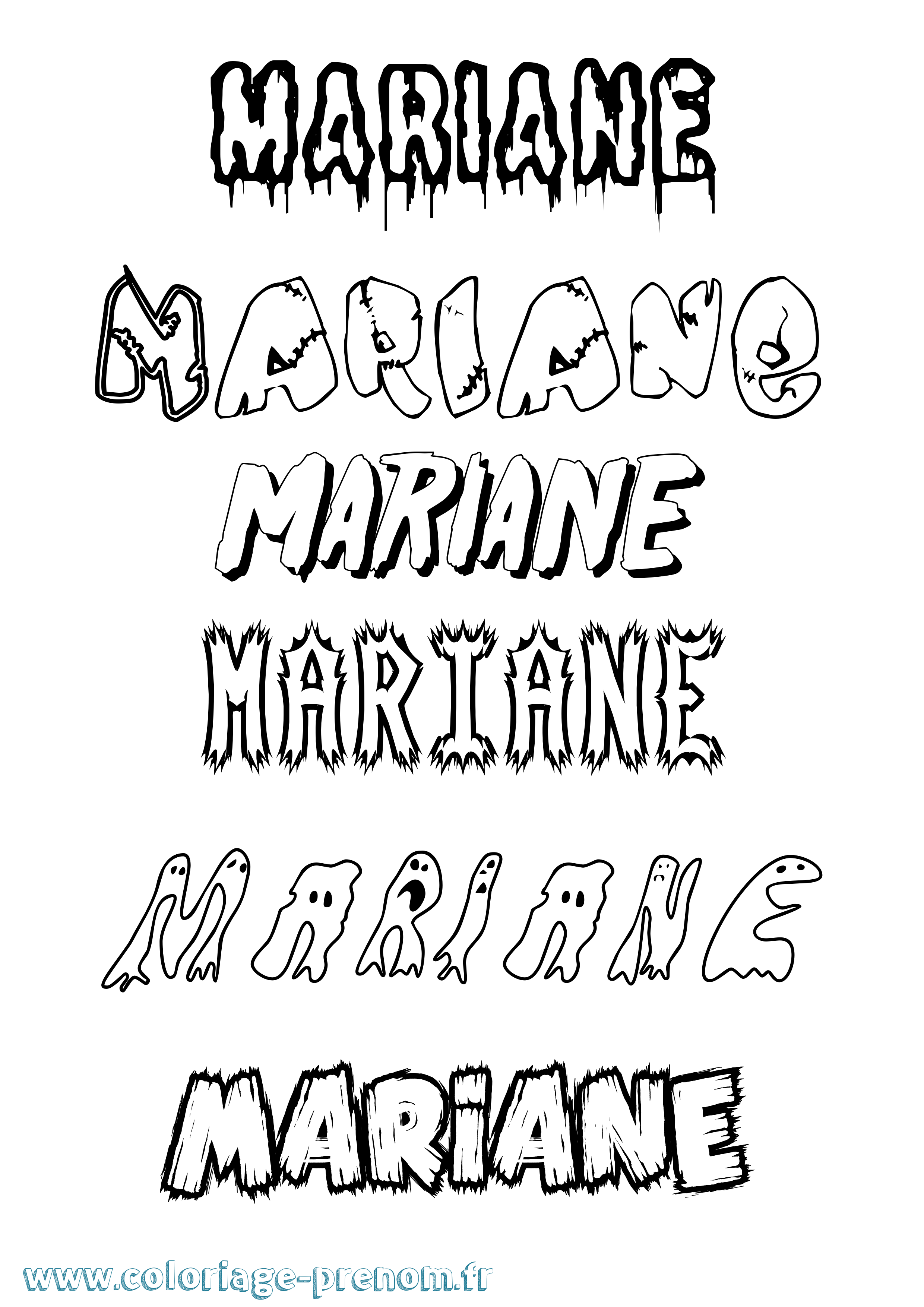 Coloriage prénom Mariane Frisson