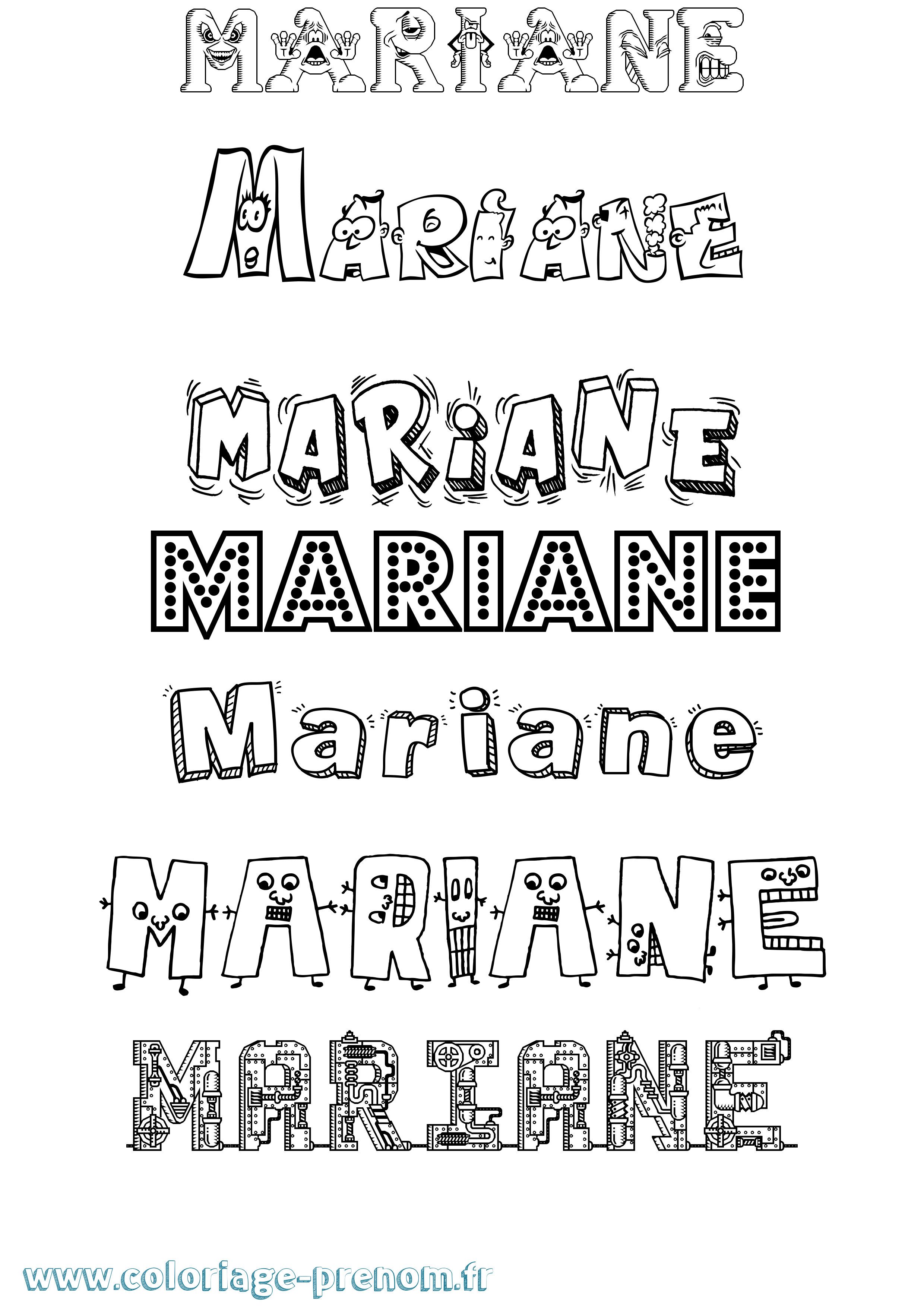 Coloriage prénom Mariane Fun