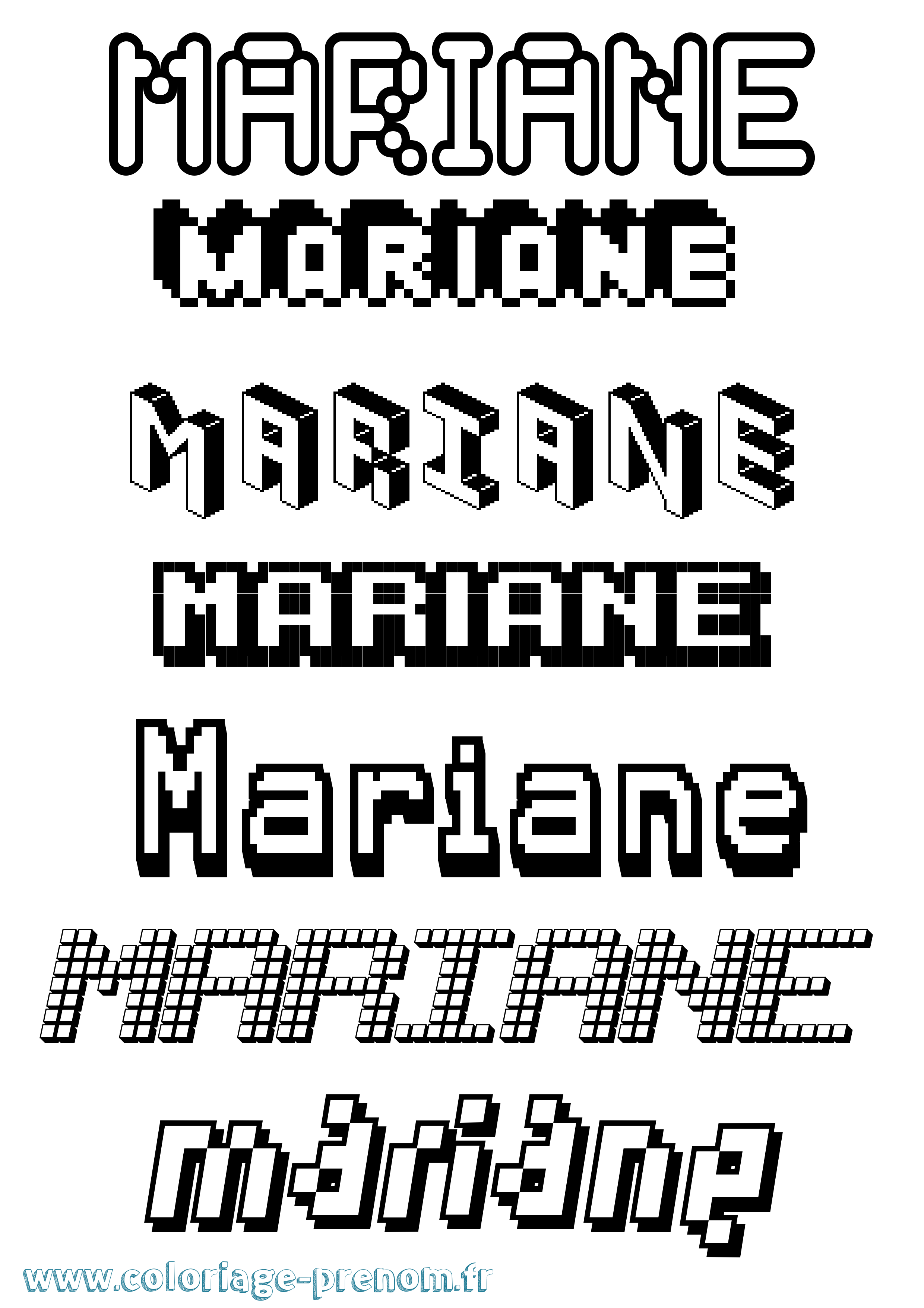 Coloriage Mariane Pixel Coloriage prénom Mariane Pixel