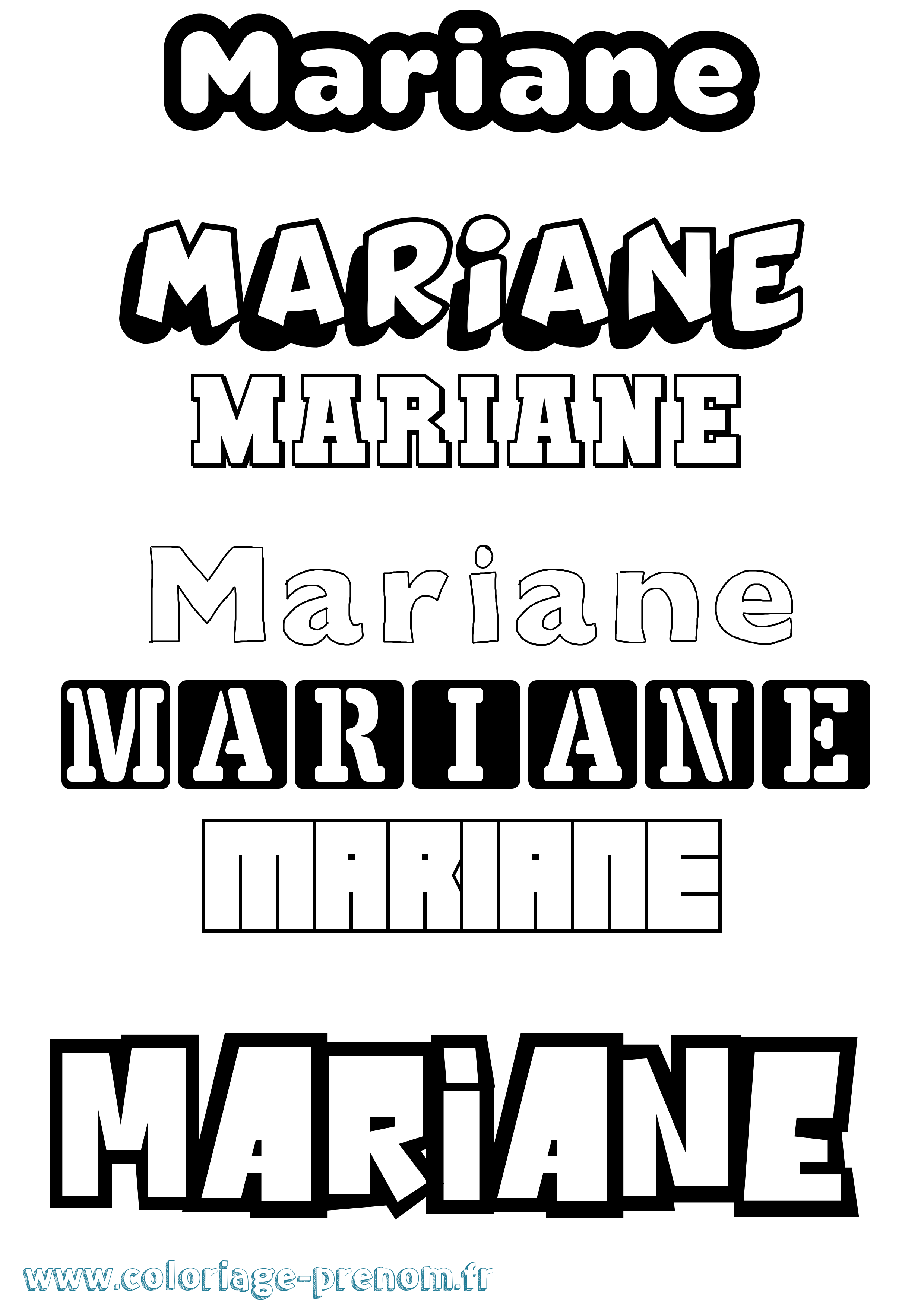 Coloriage prénom Mariane Simple