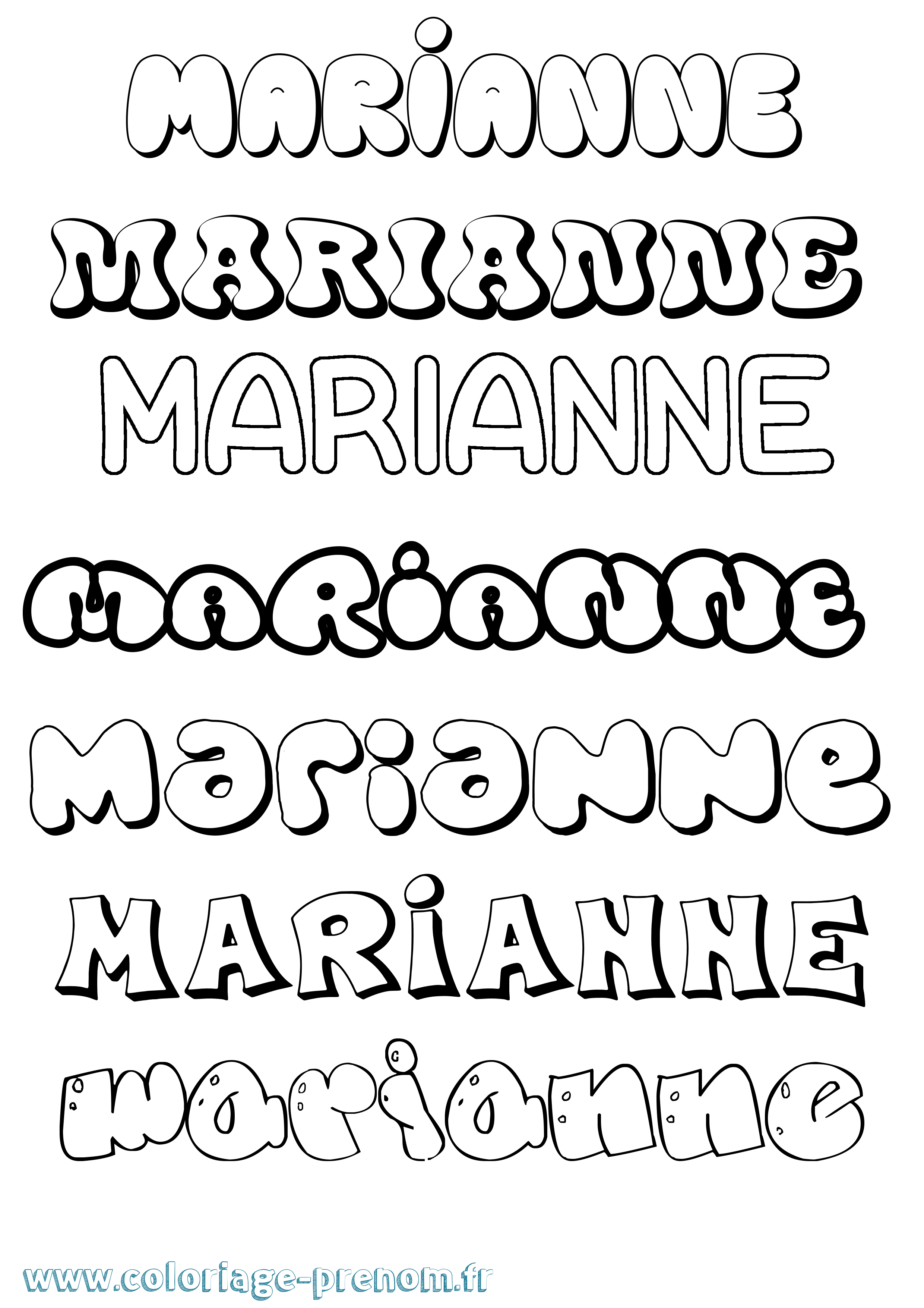 Coloriage prénom Marianne