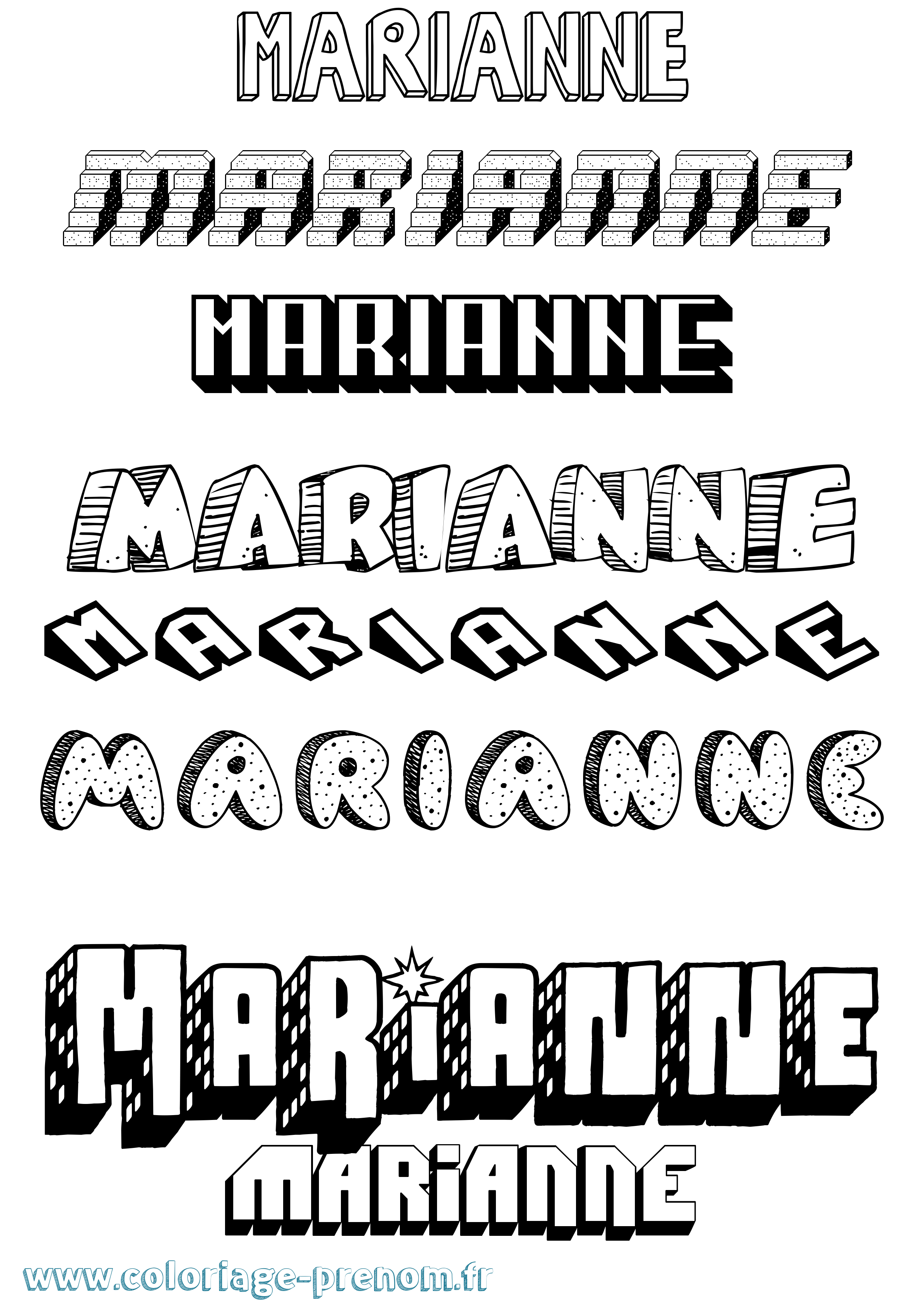 Coloriage prénom Marianne