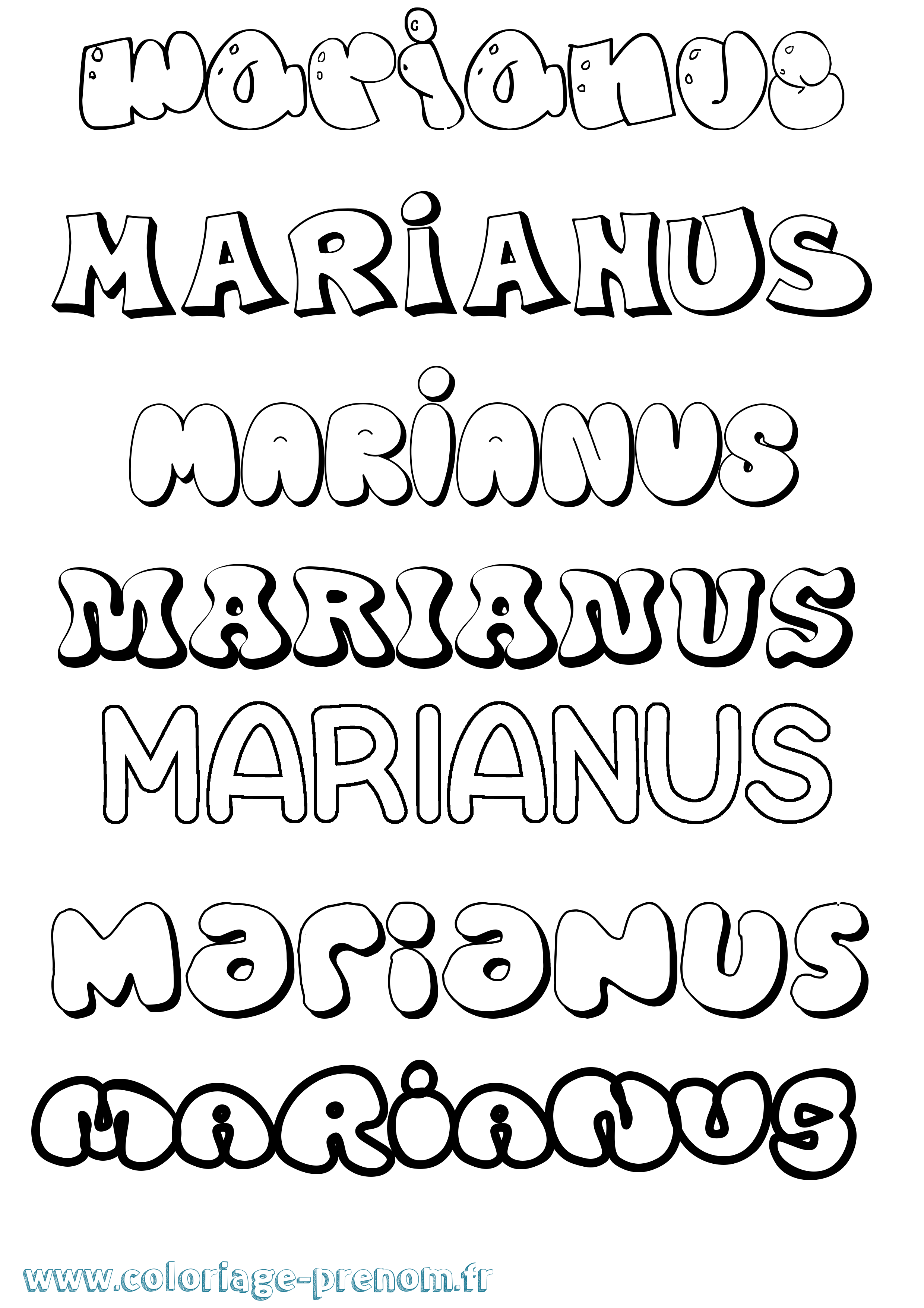 Coloriage prénom Marianus Bubble