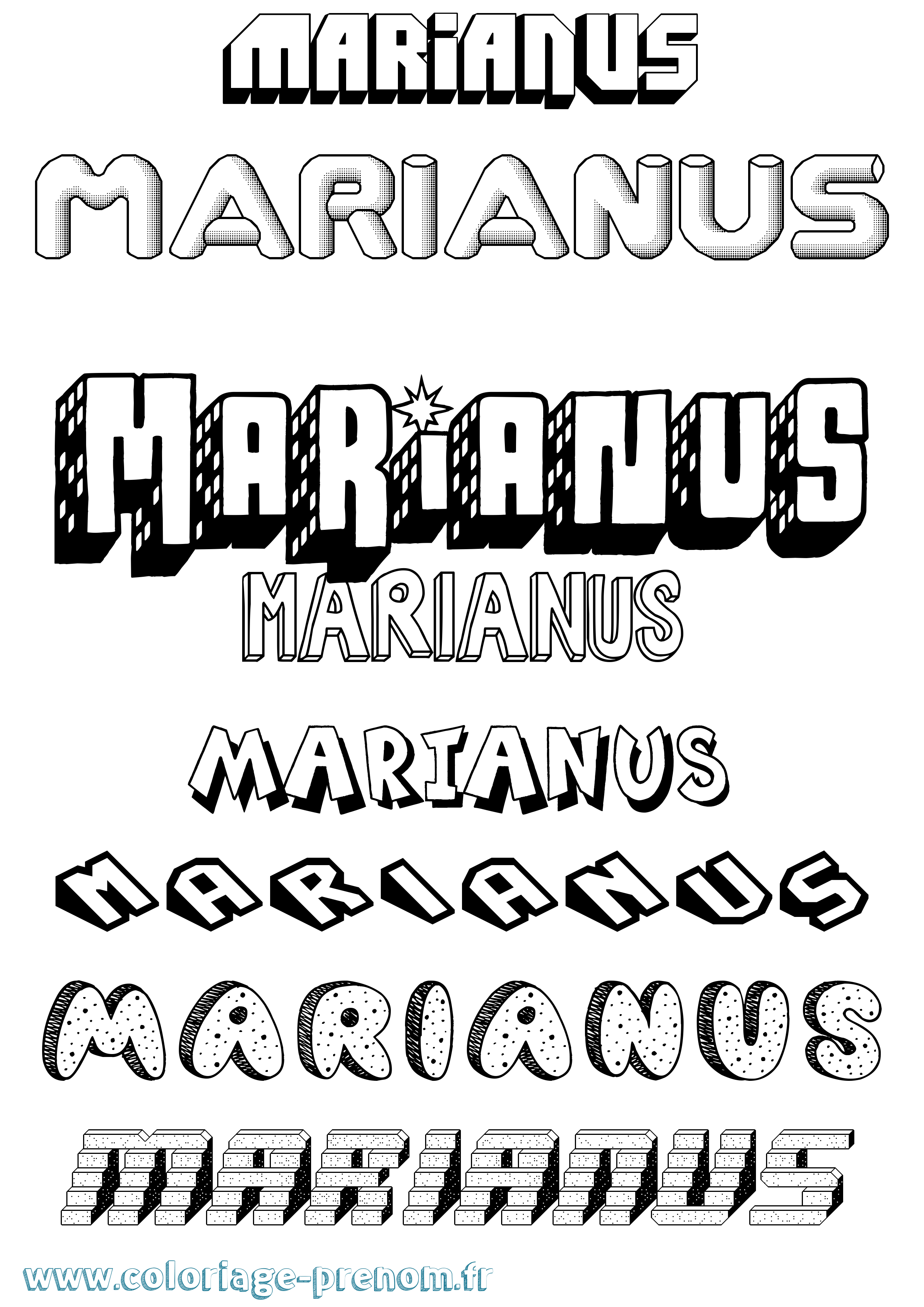 Coloriage prénom Marianus Effet 3D