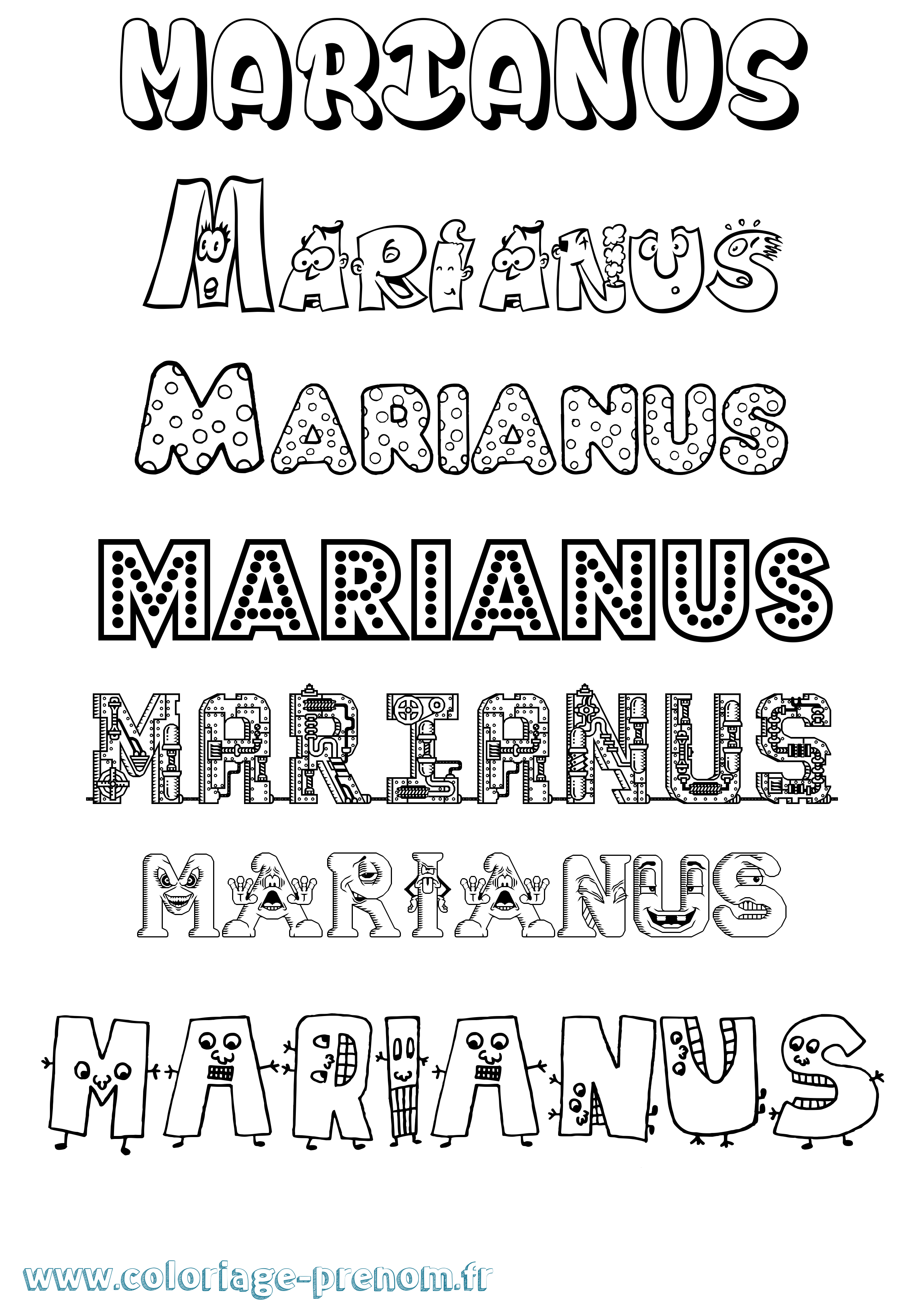 Coloriage prénom Marianus Fun