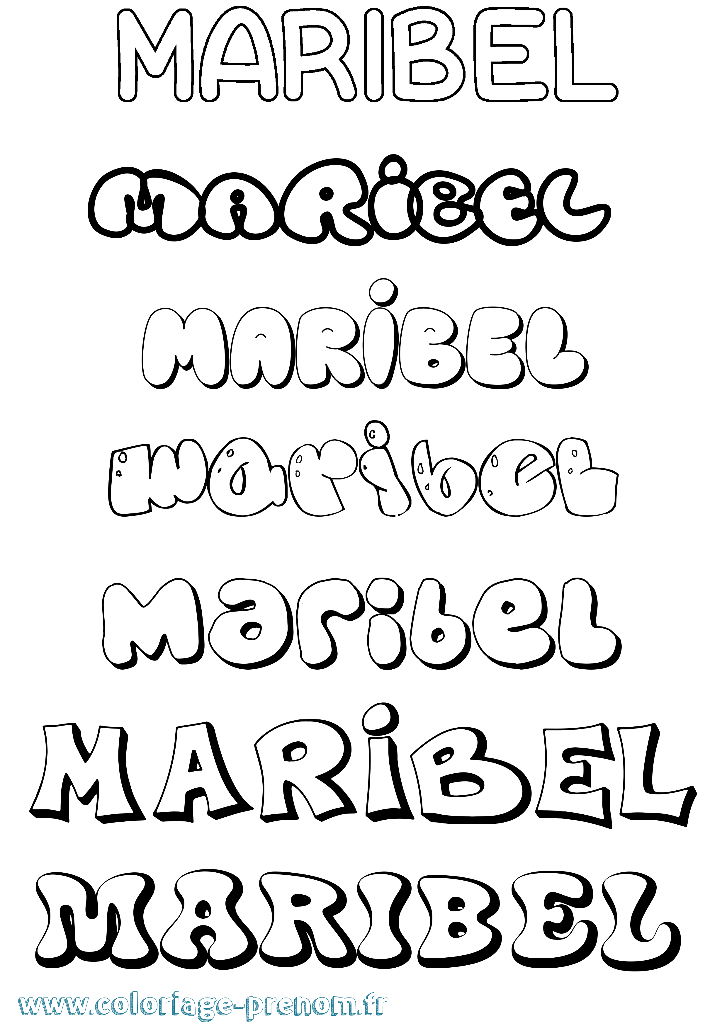 Coloriage Maribel Bubble Coloriage prénom Maribel Bubble