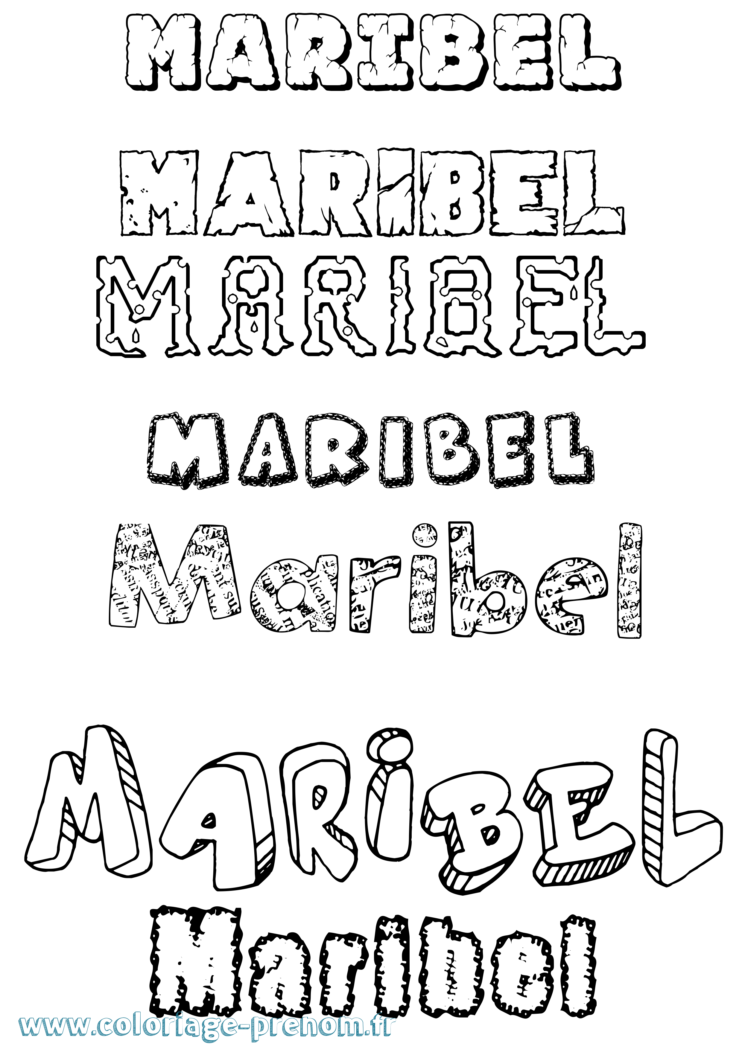 Coloriage Maribel Destructuré Coloriage prénom Maribel Destructuré