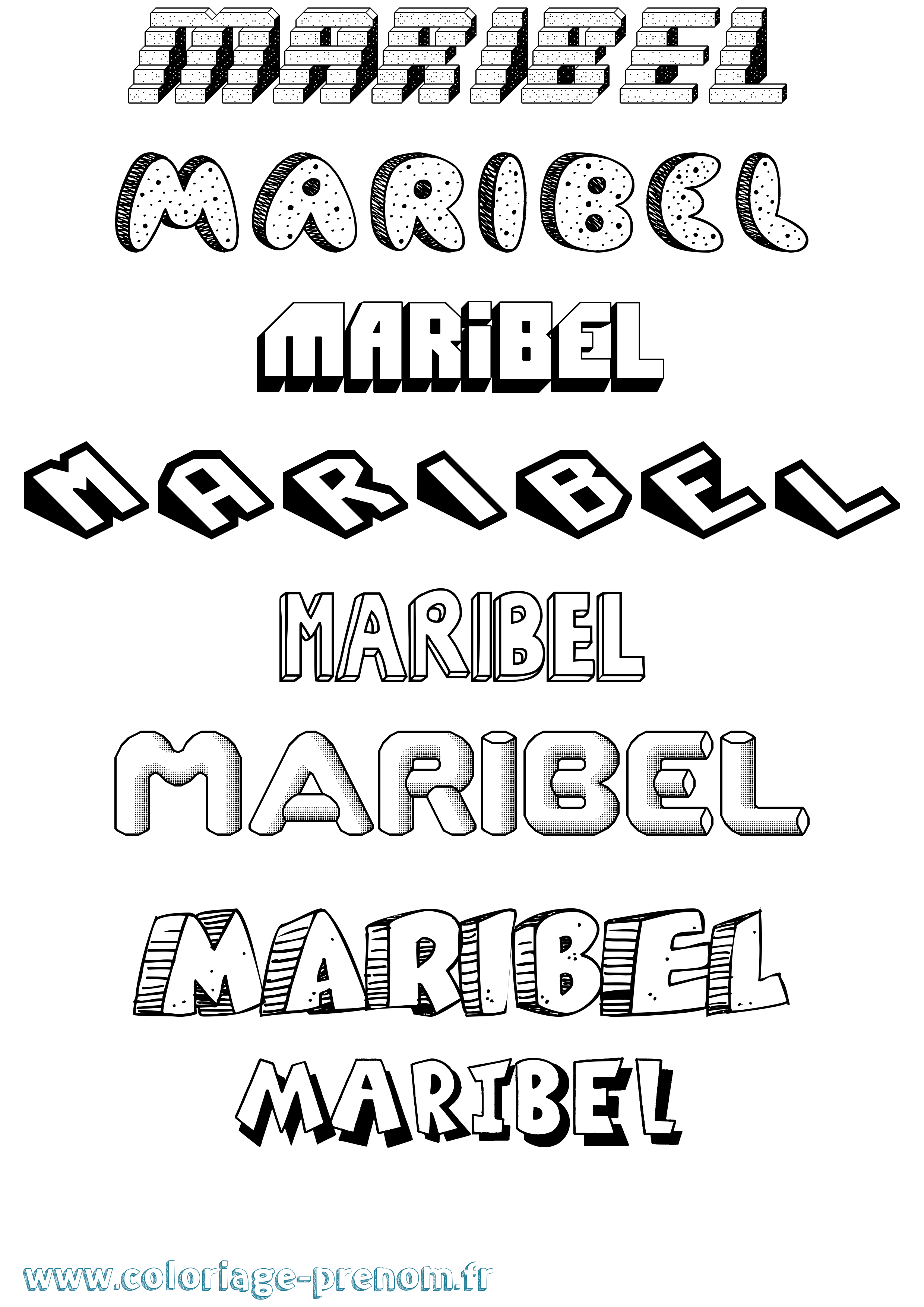 Coloriage Maribel Effet 3D Coloriage prénom Maribel Effet 3D
