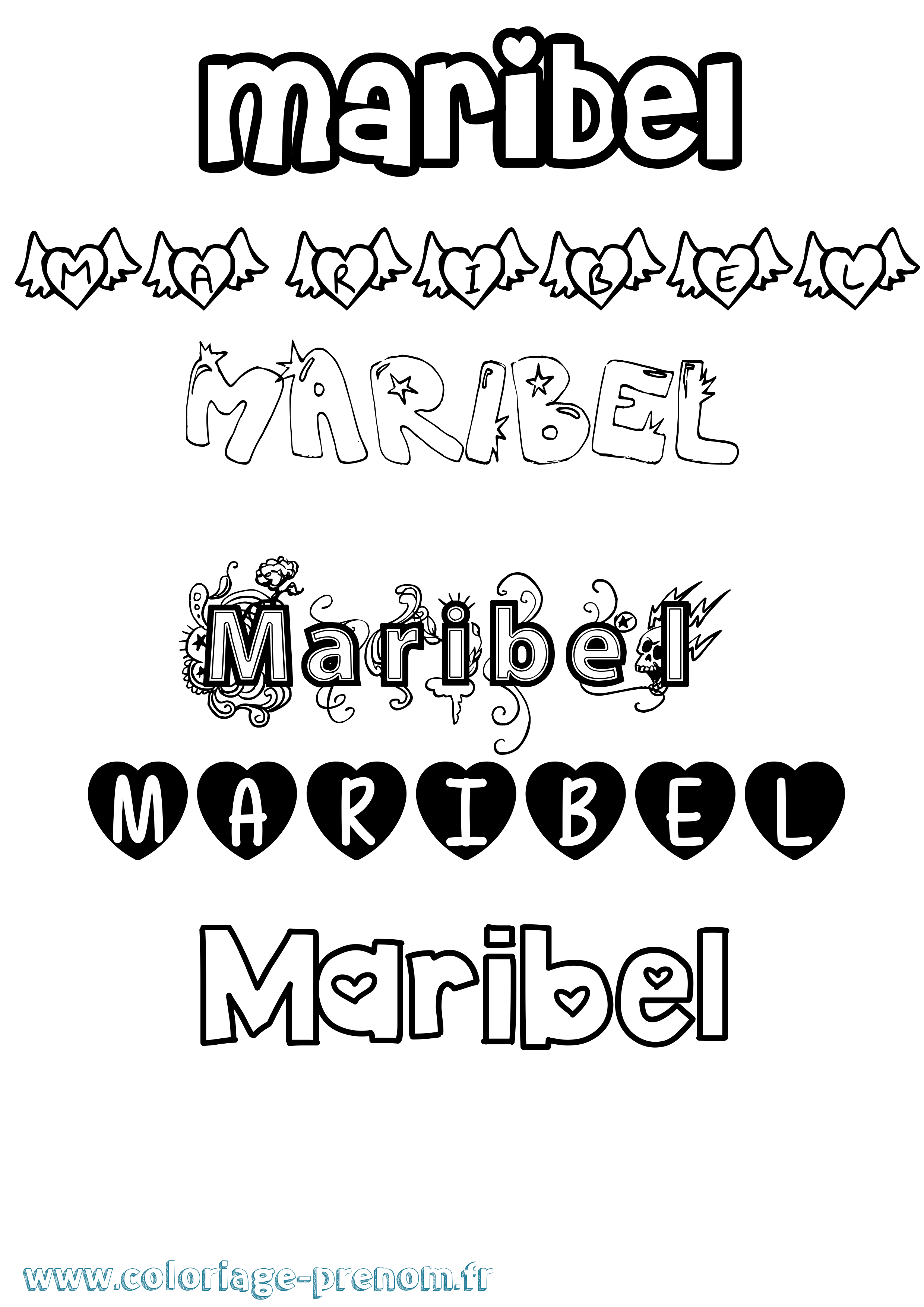 Coloriage Maribel Girly Coloriage prénom Maribel Girly