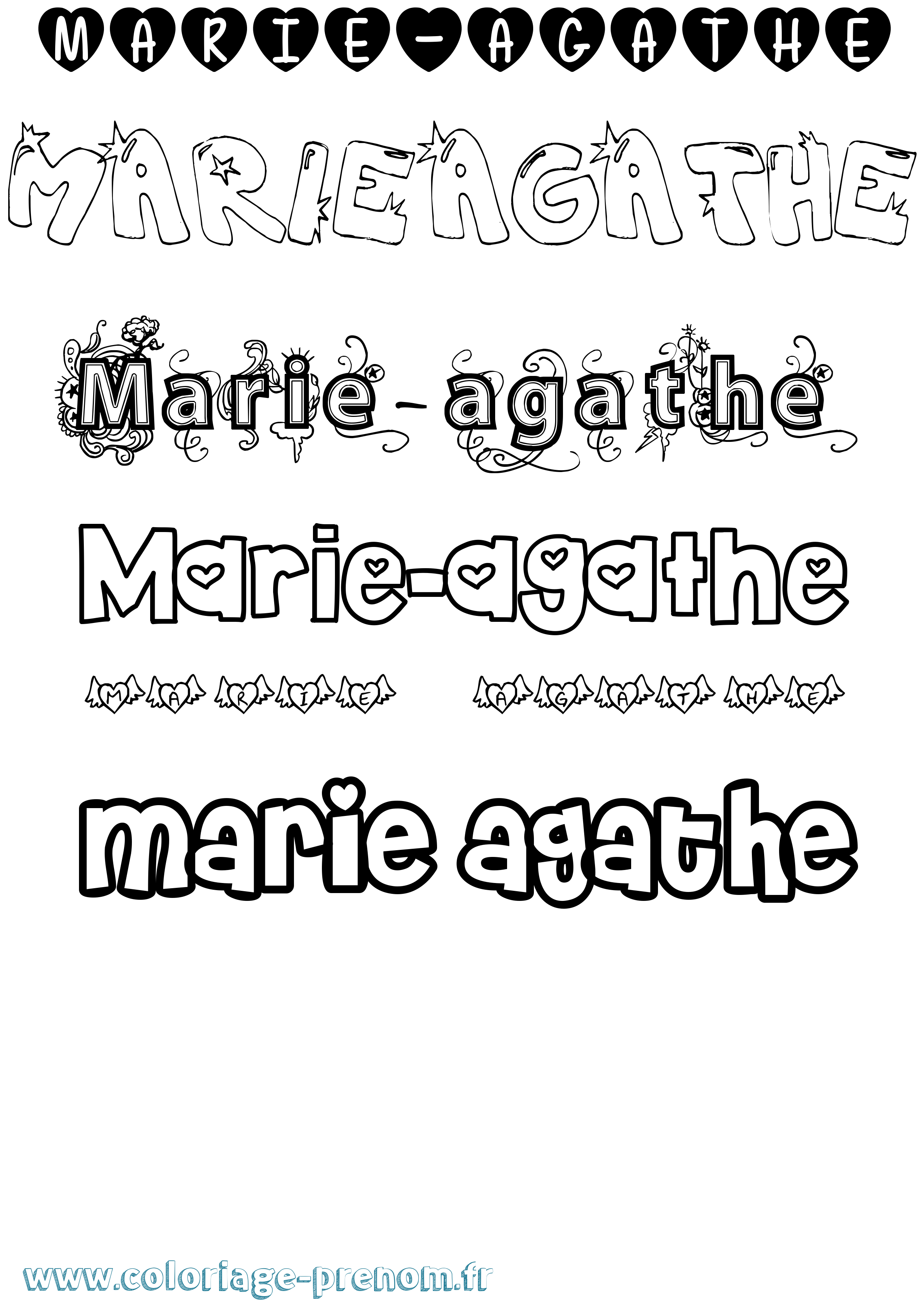 Coloriage prénom Marie-Agathe Girly