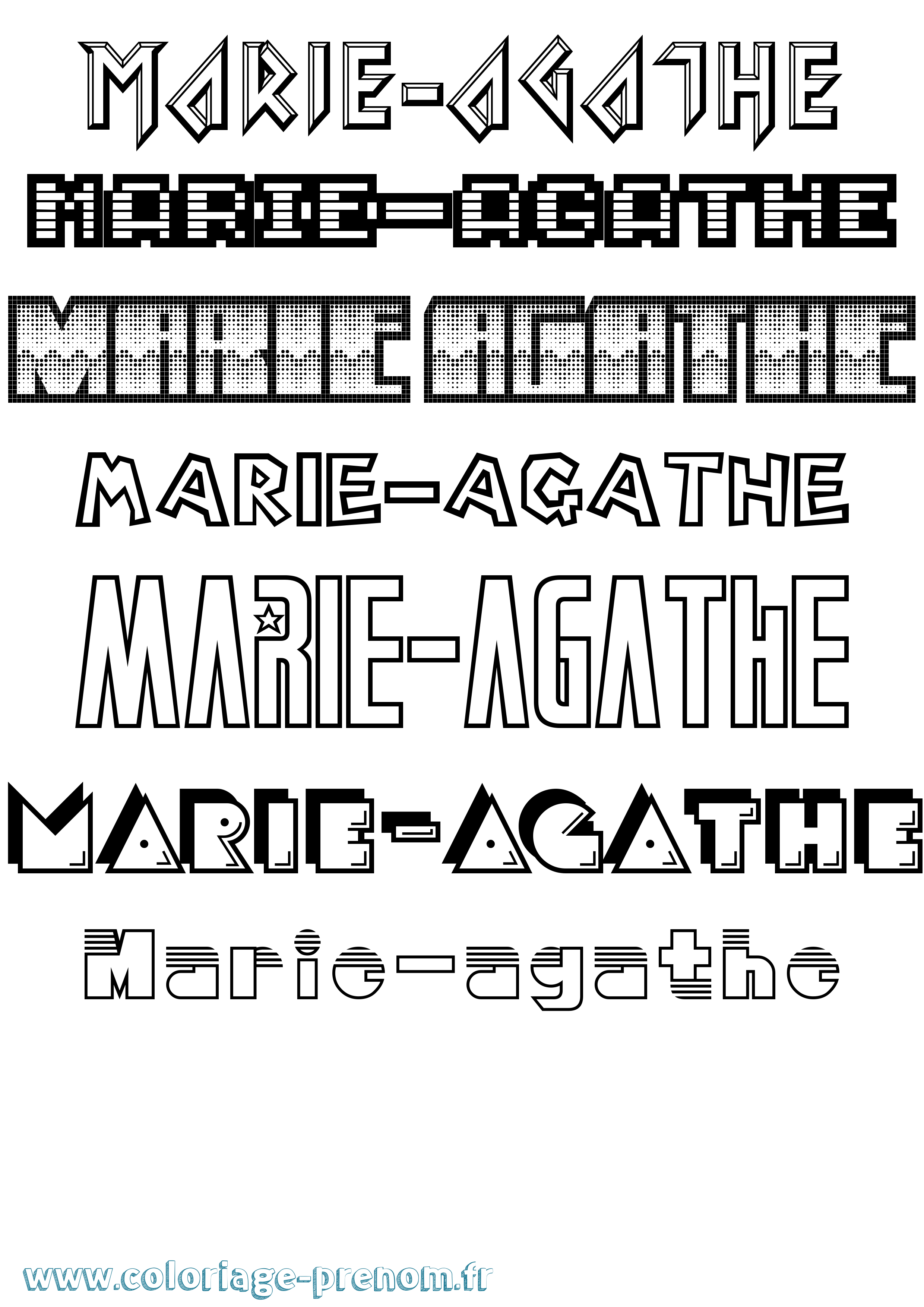 Coloriage prénom Marie-Agathe Jeux Vidéos