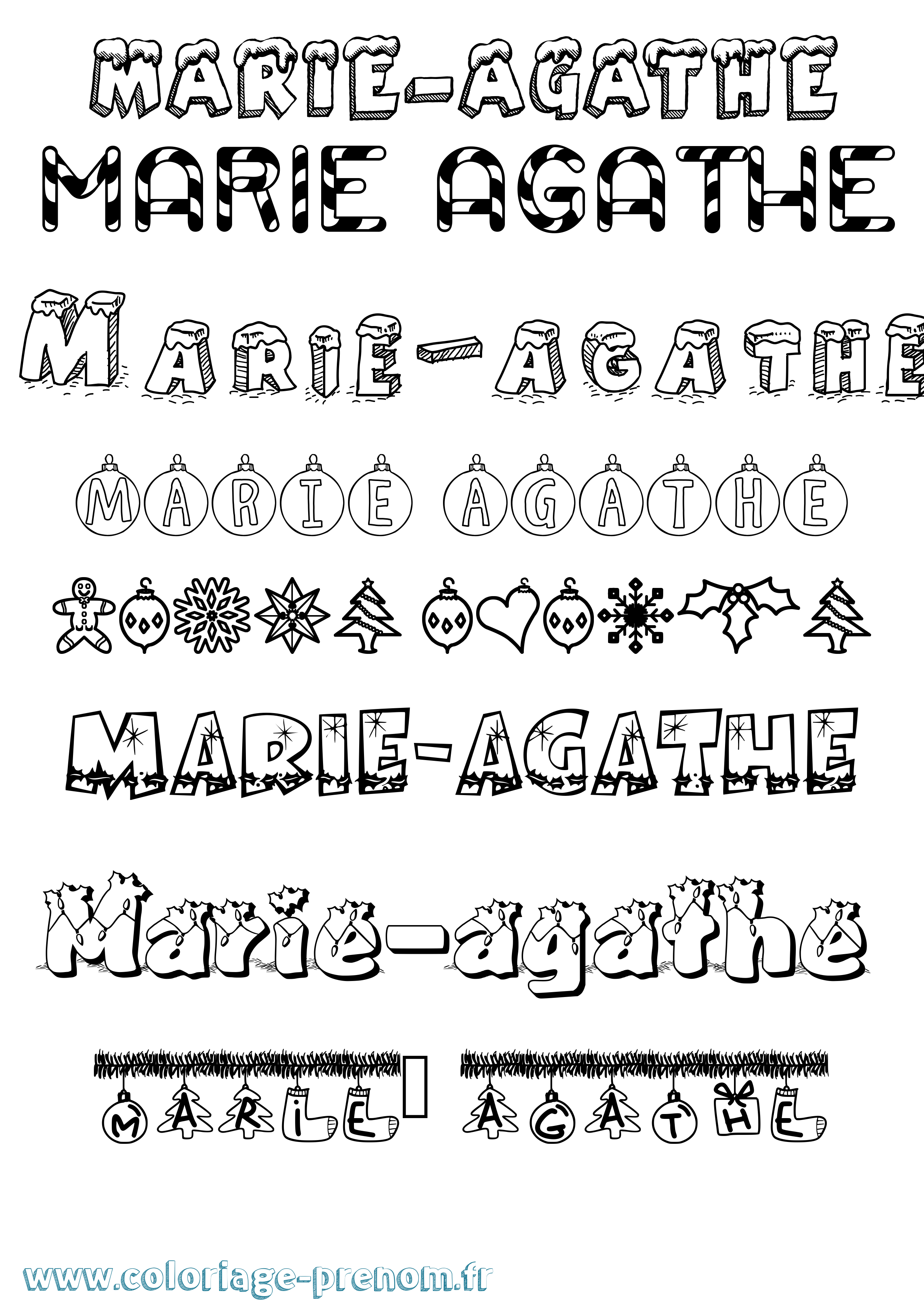 Coloriage prénom Marie-Agathe Noël