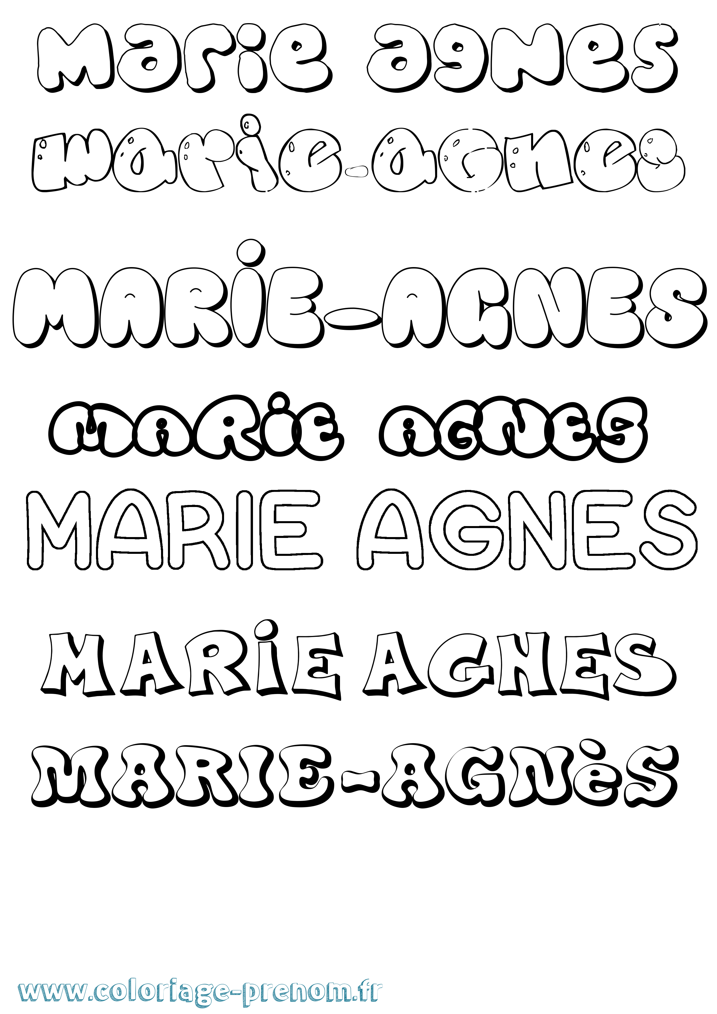 Coloriage prénom Marie-Agnès Bubble