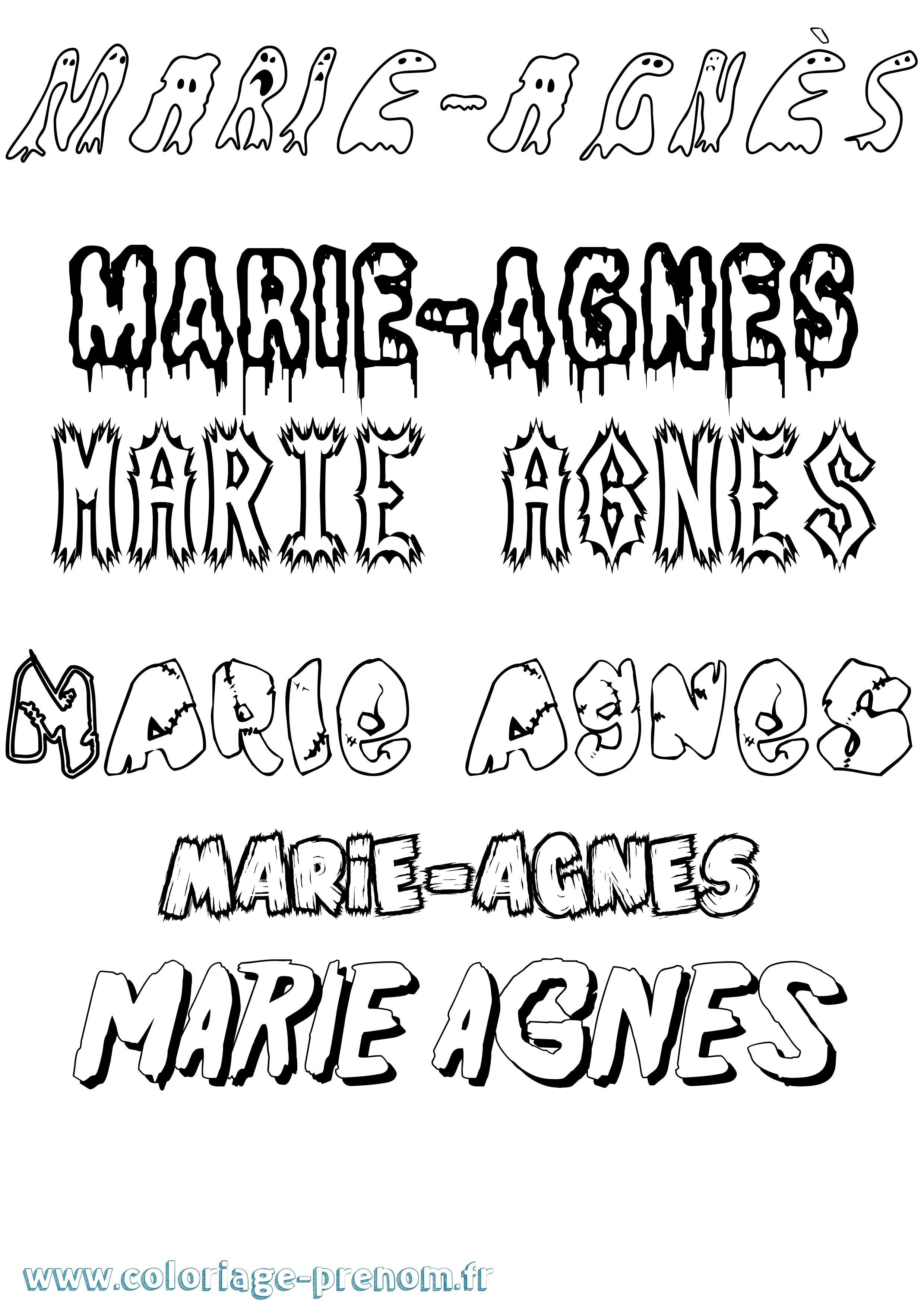 Coloriage prénom Marie-Agnès Frisson