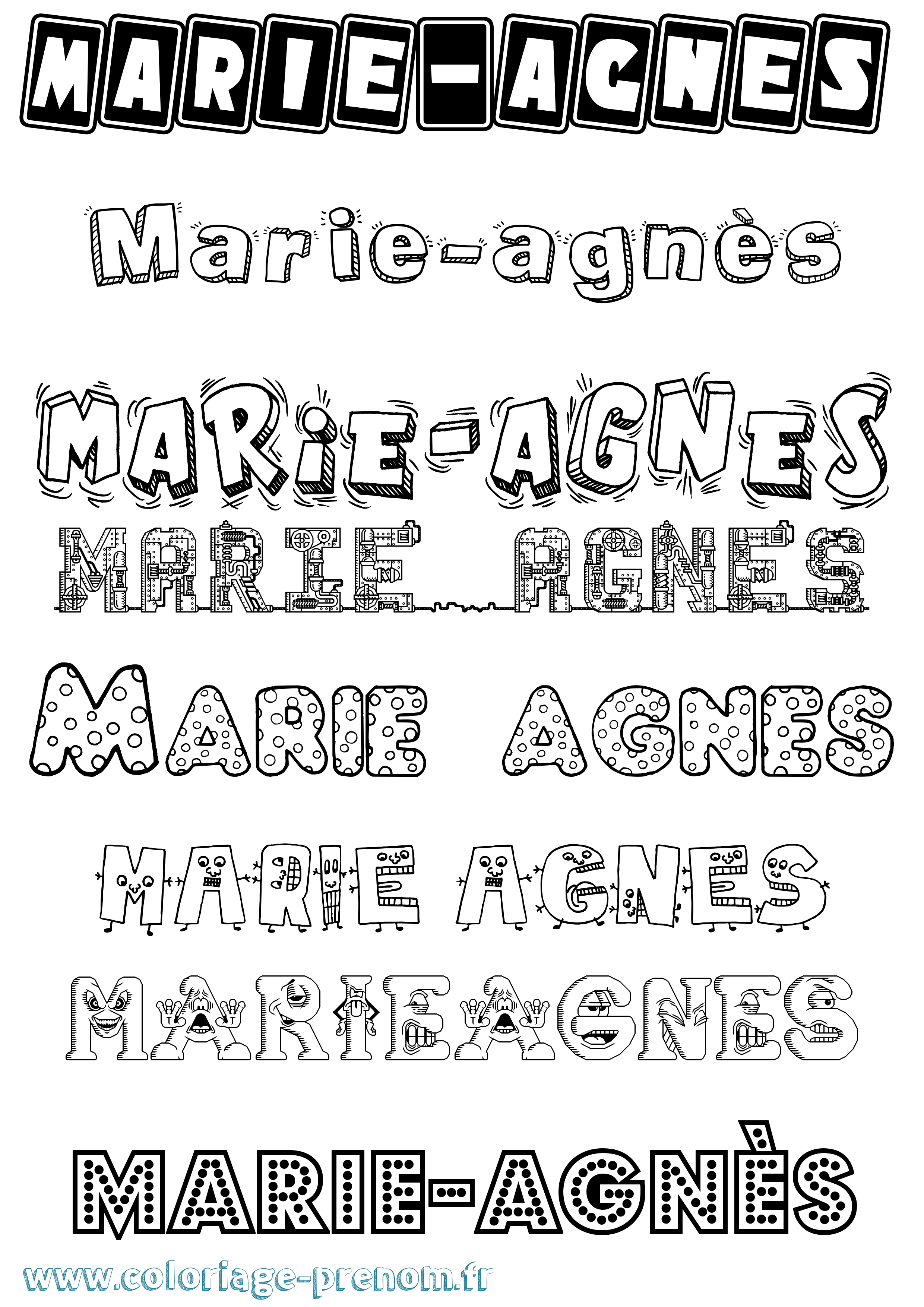 Coloriage prénom Marie-Agnès Fun