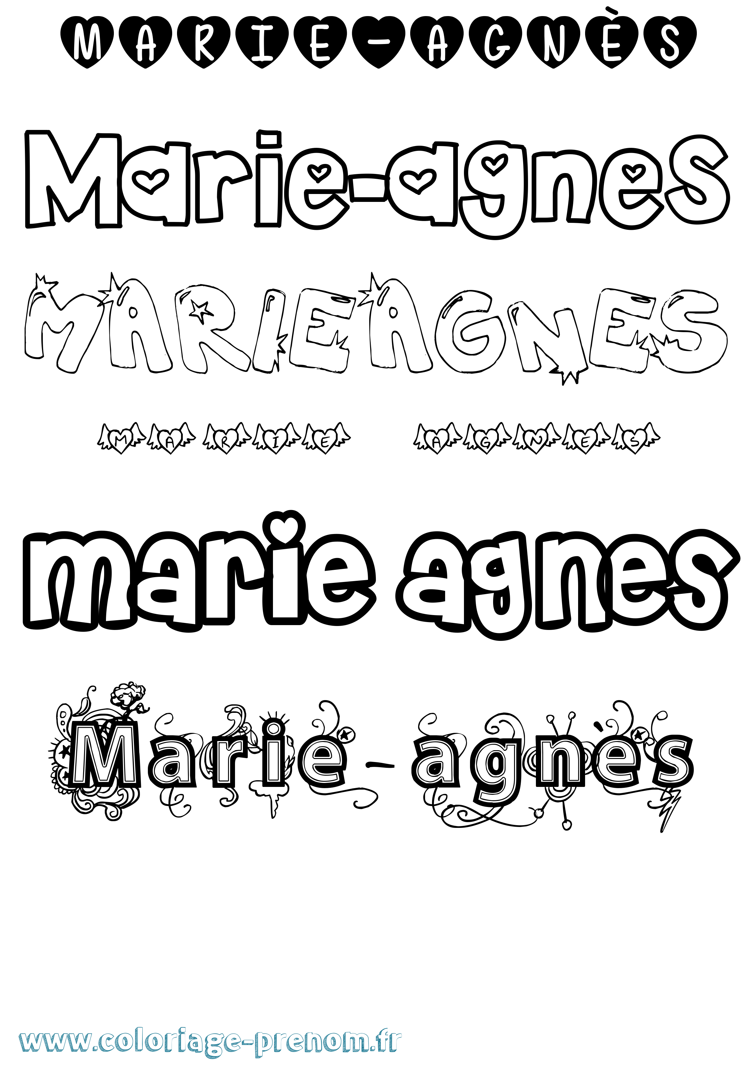 Coloriage prénom Marie-Agnès Girly