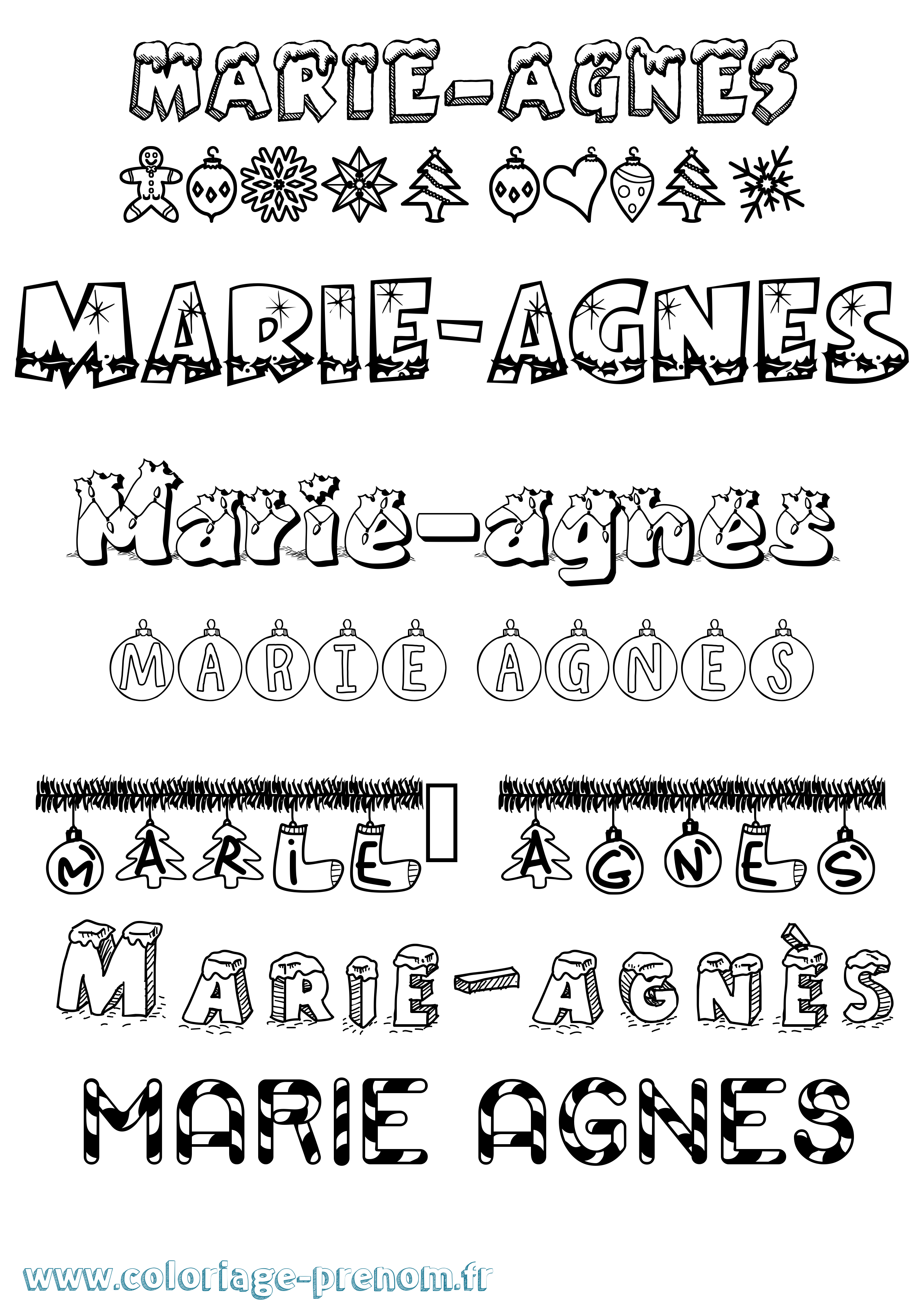 Coloriage prénom Marie-Agnès Noël