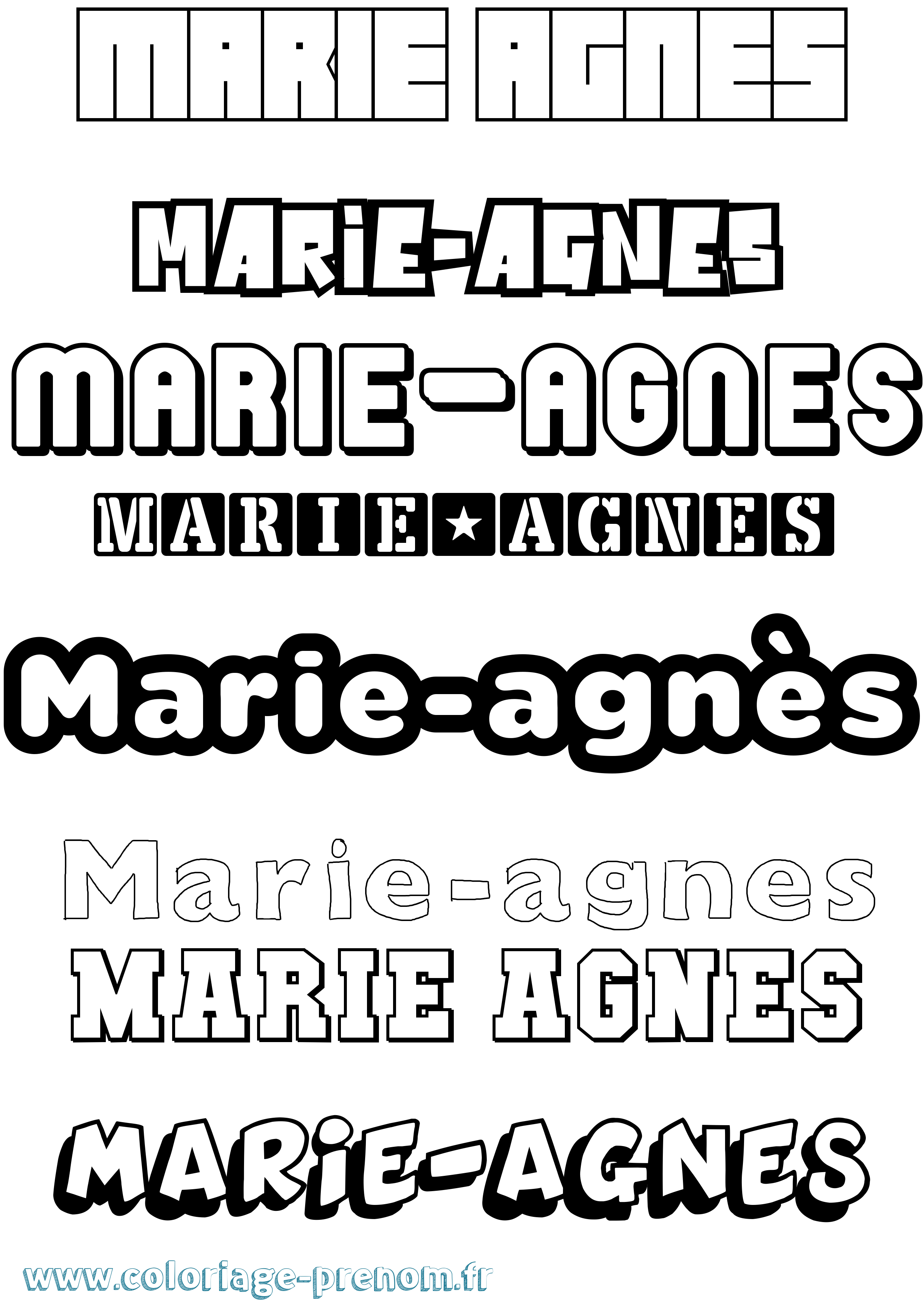 Coloriage prénom Marie-Agnès Simple