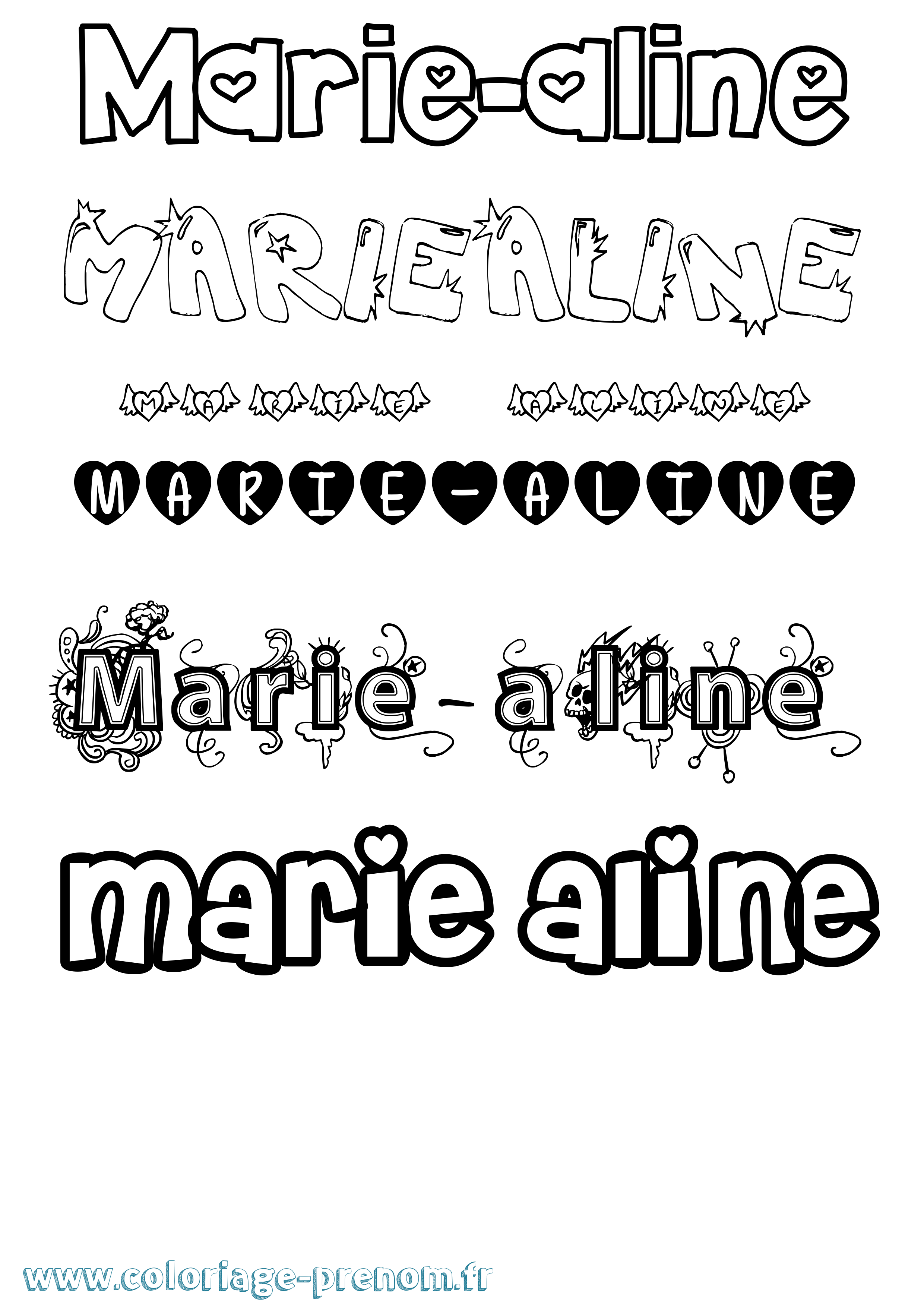Coloriage prénom Marie-Aline Girly