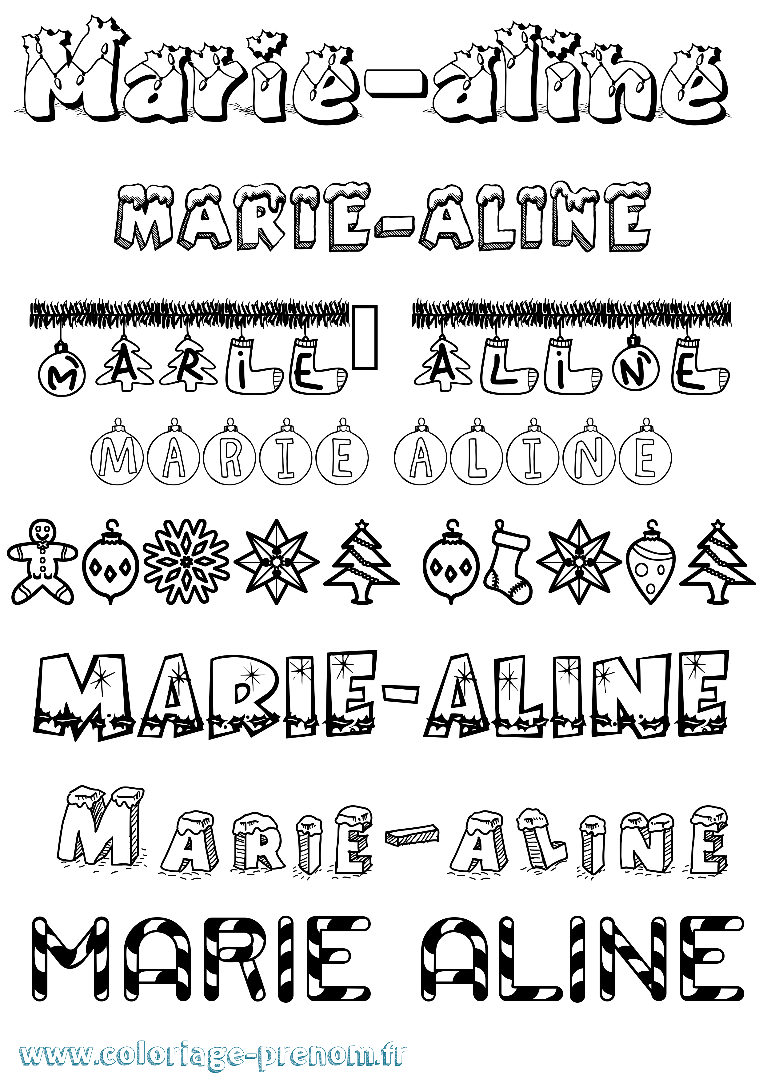 Coloriage prénom Marie-Aline Noël