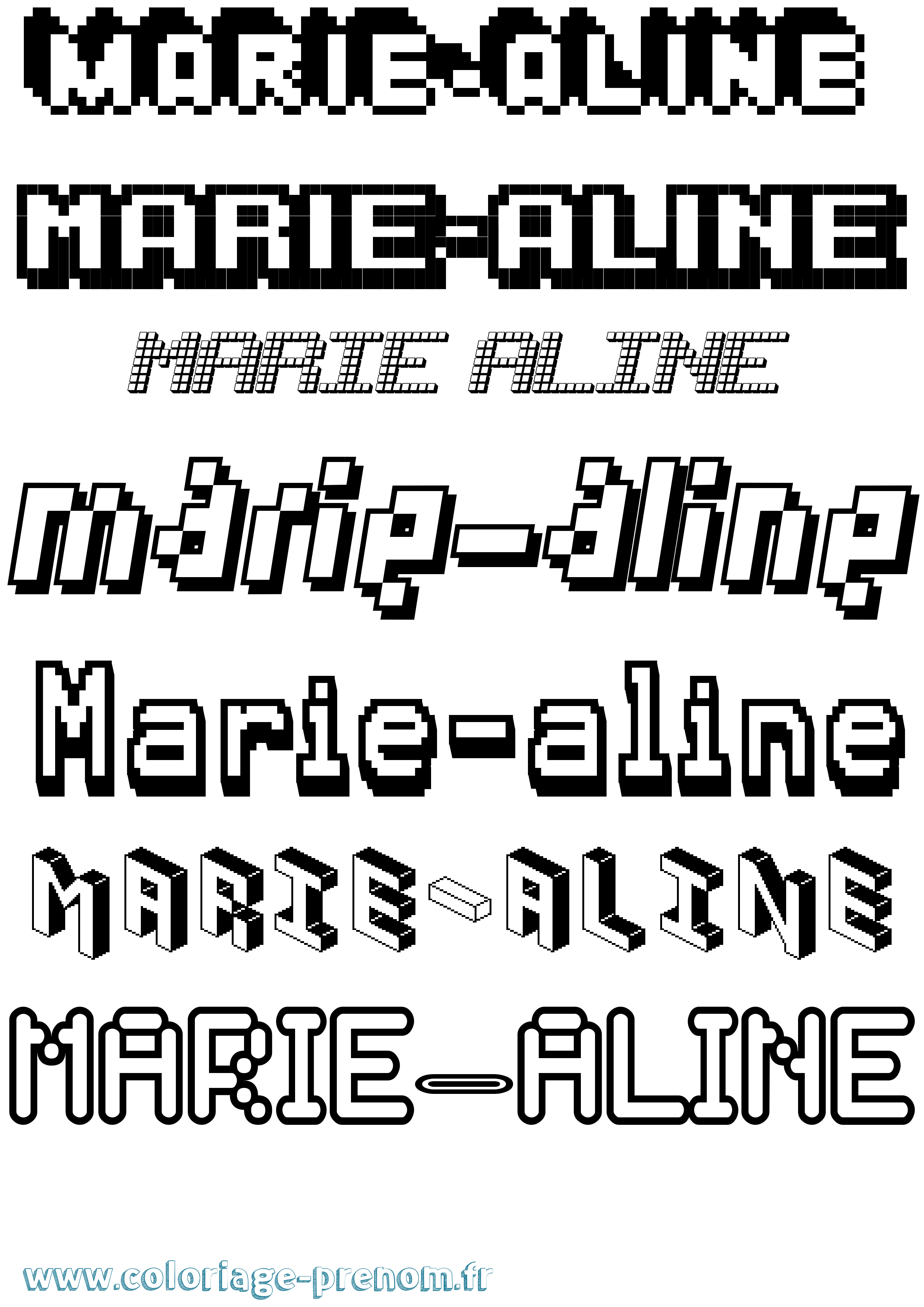 Coloriage prénom Marie-Aline Pixel