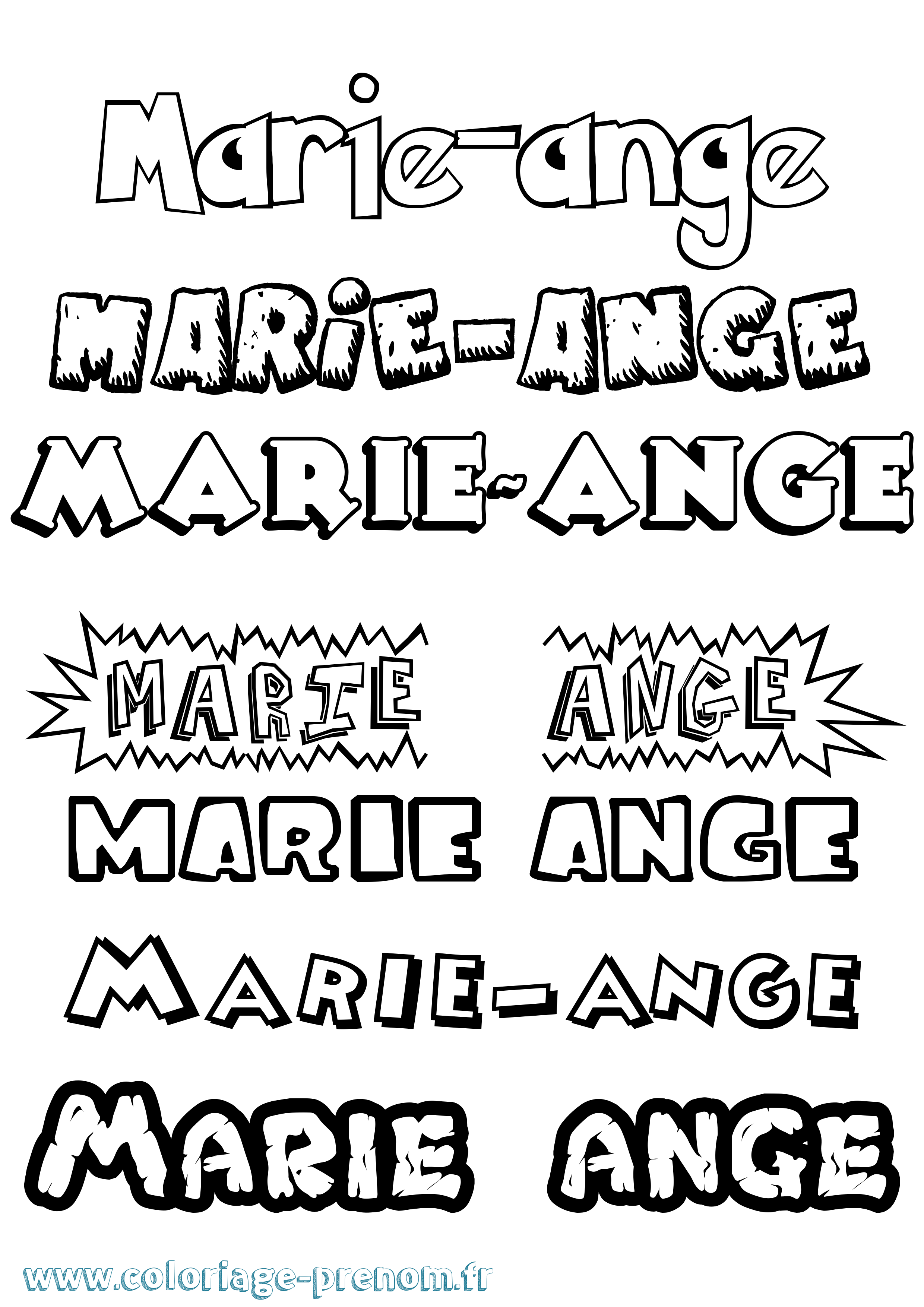 Coloriage prénom Marie-Ange Dessin Animé