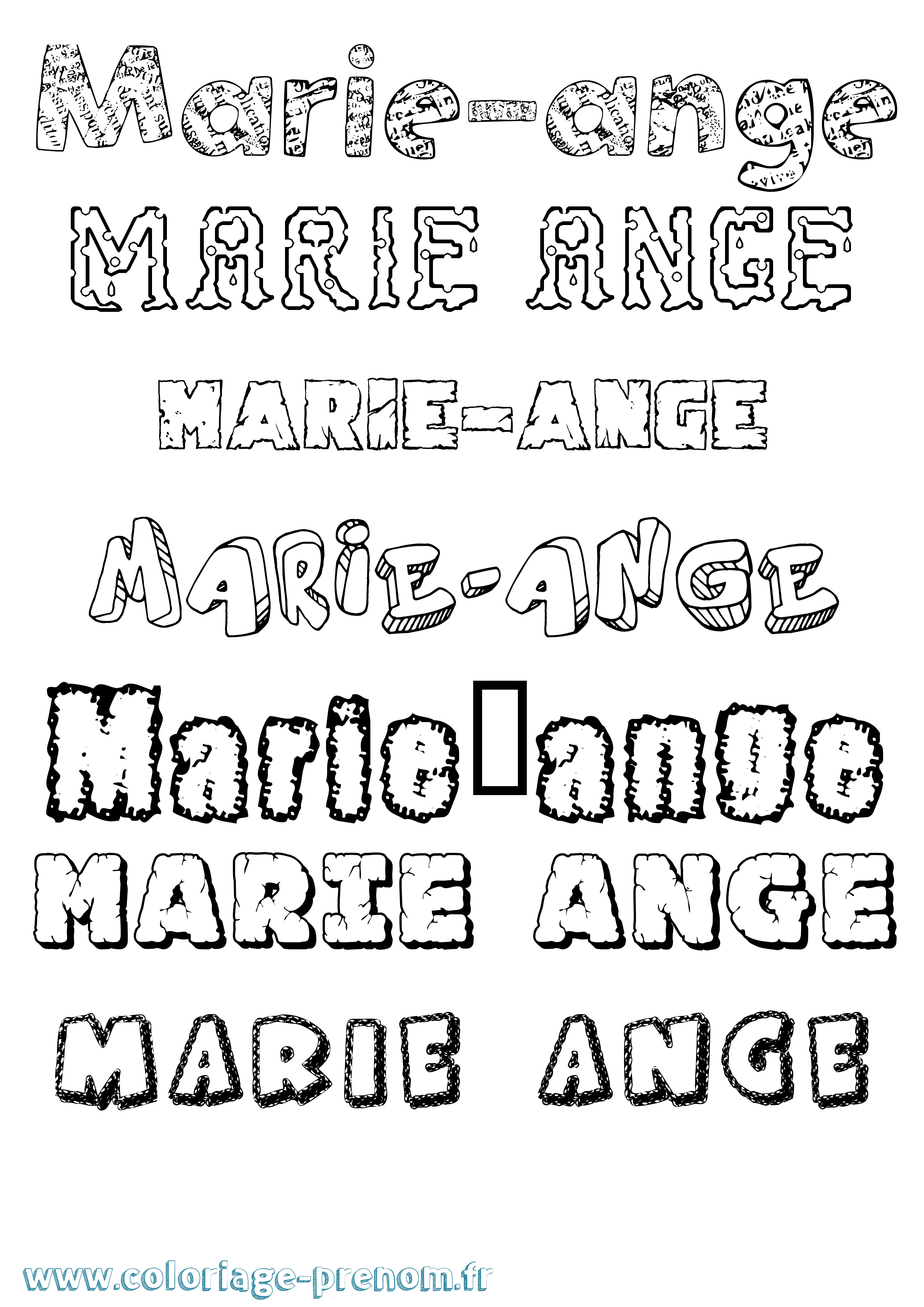 Coloriage prénom Marie-Ange Destructuré