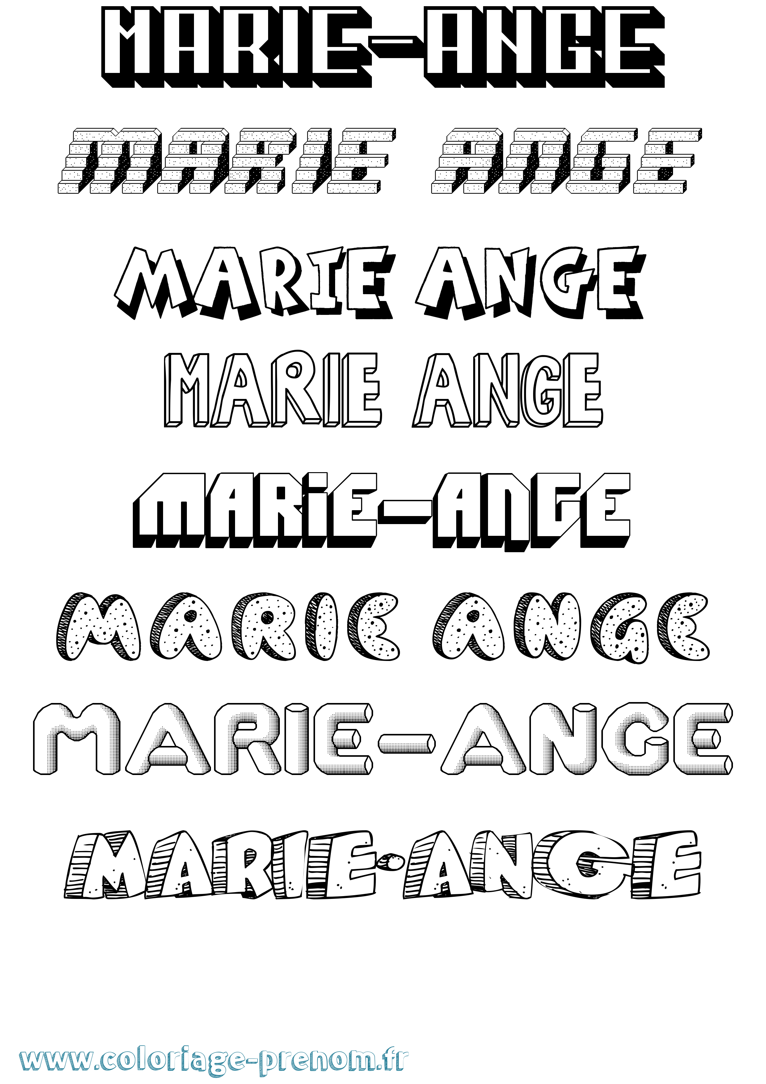 Coloriage prénom Marie-Ange Effet 3D