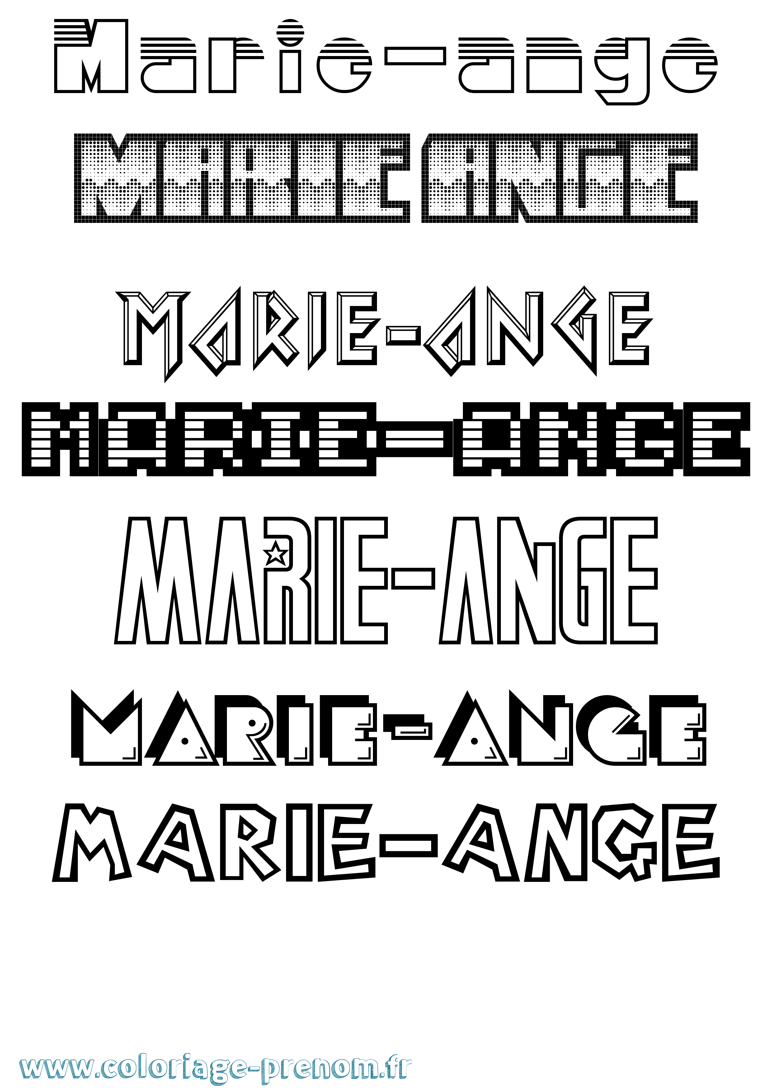 Coloriage prénom Marie-Ange Jeux Vidéos