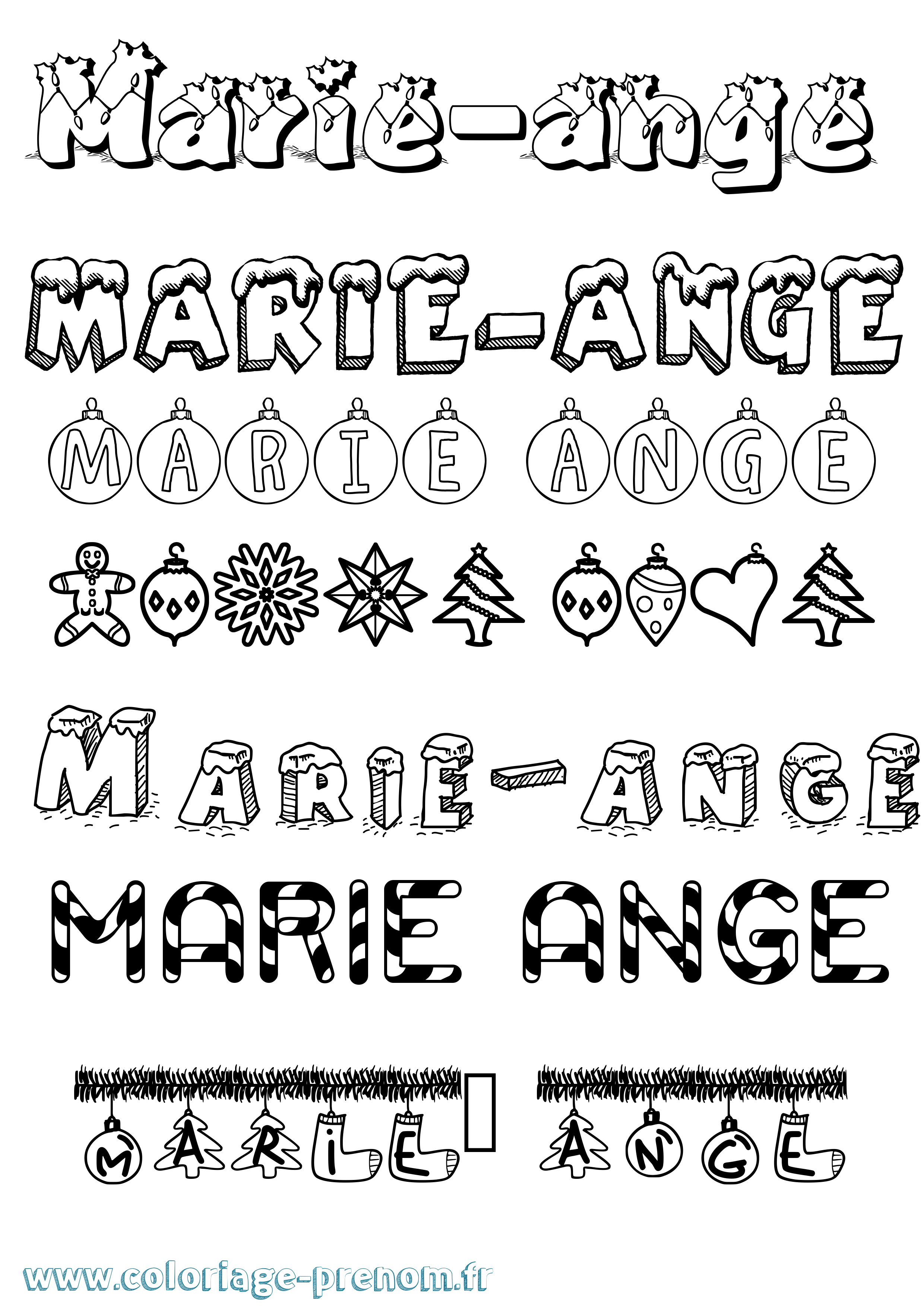 Coloriage prénom Marie-Ange Noël