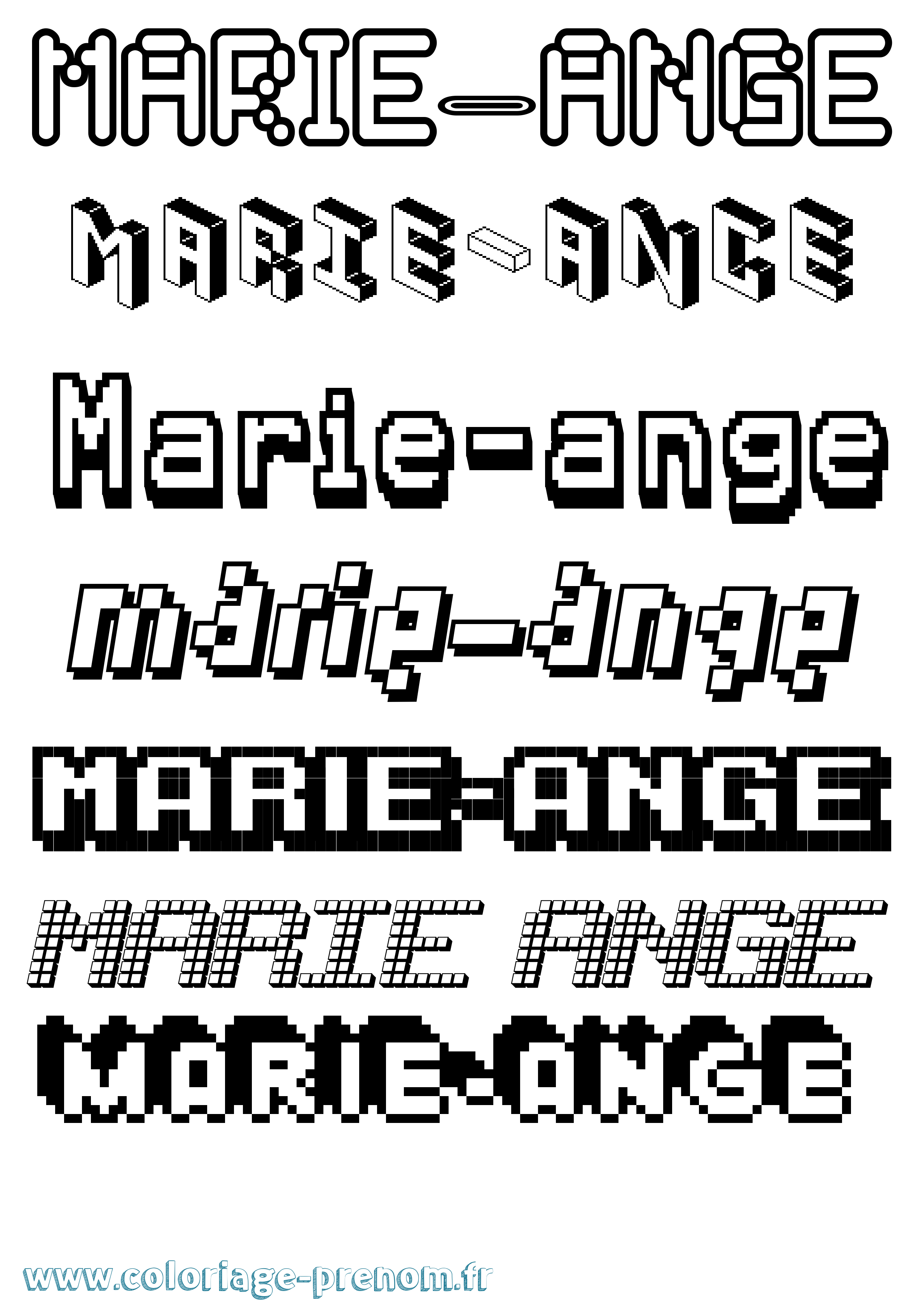 Coloriage prénom Marie-Ange Pixel