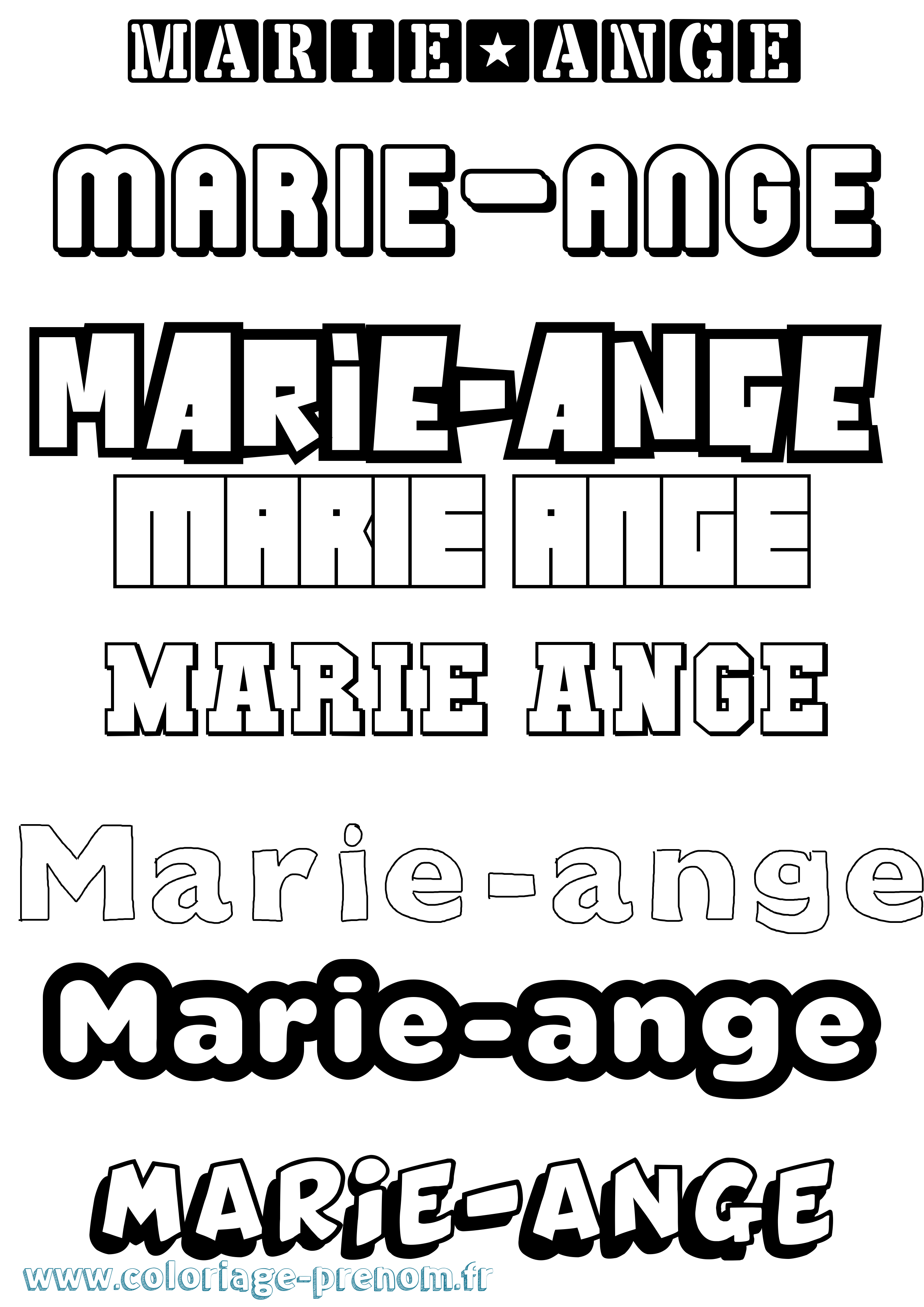 Coloriage prénom Marie-Ange Simple