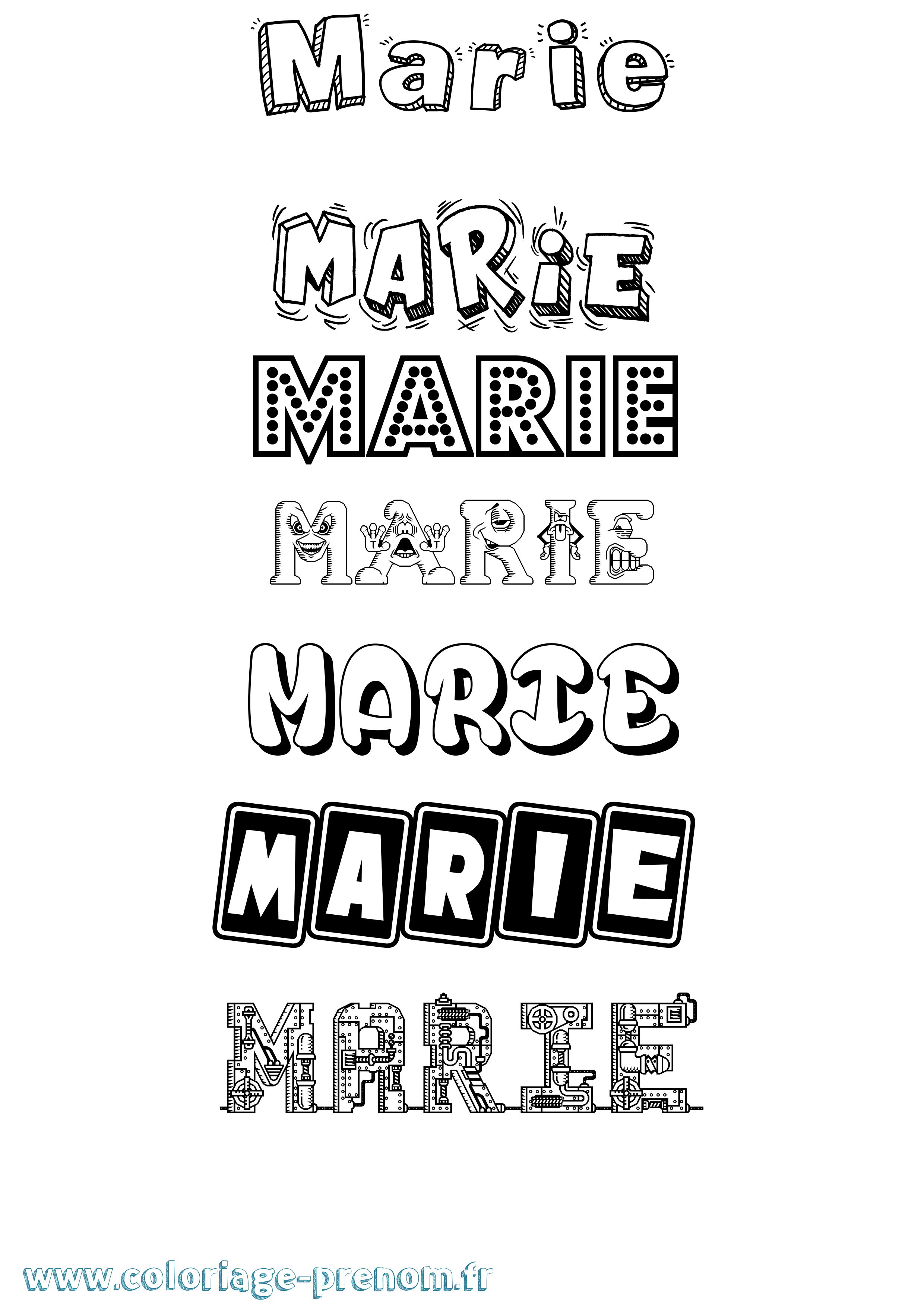 Coloriage prénom Marie
