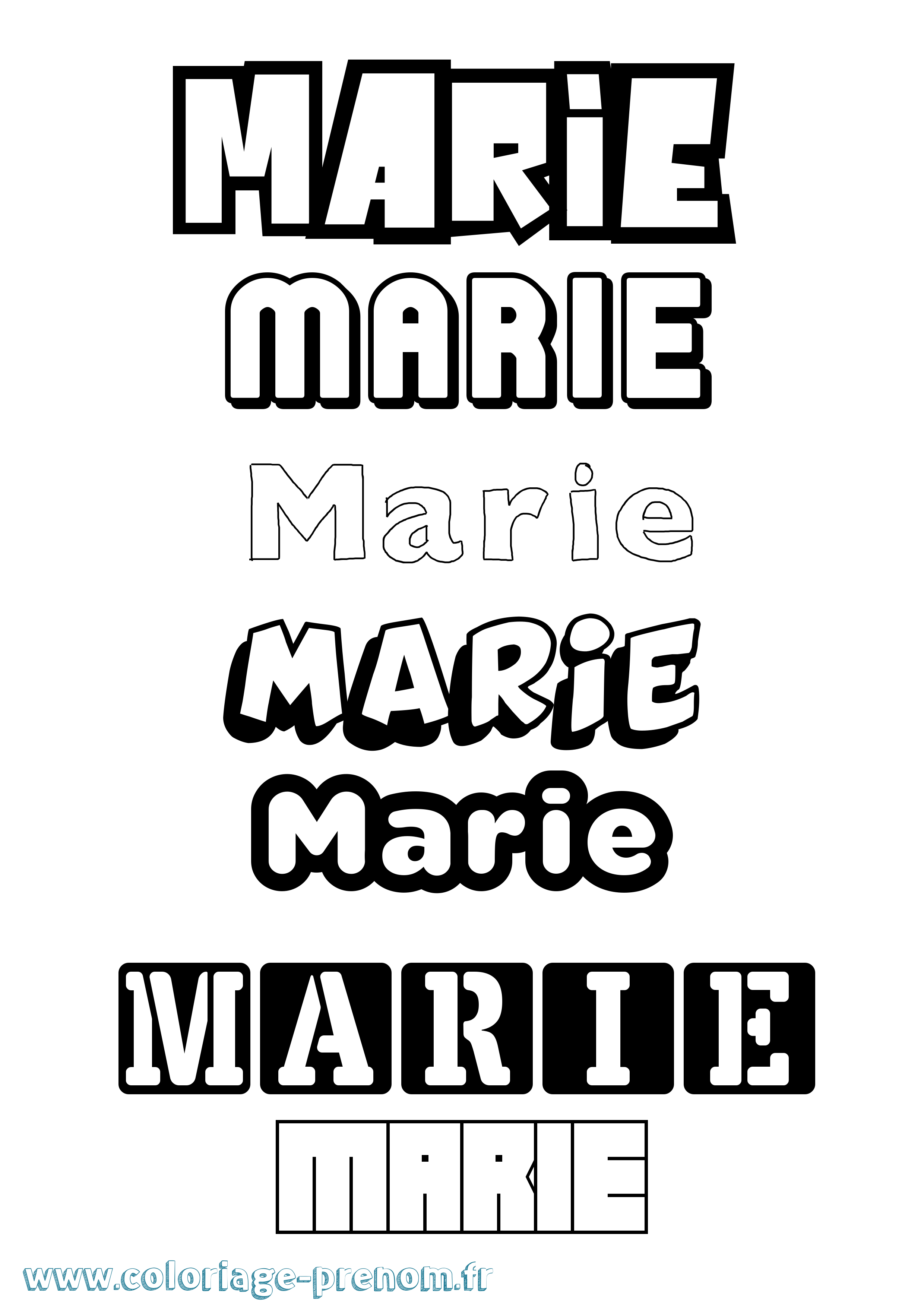 Coloriage prénom Marie