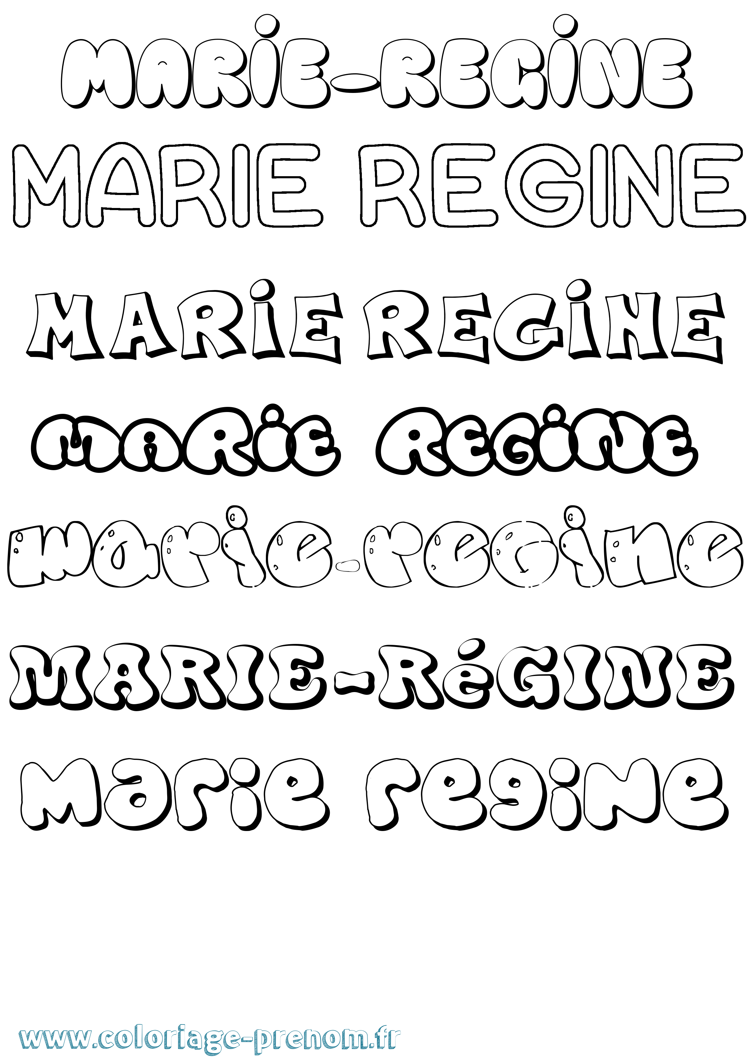 Coloriage prénom Marie-Régine Bubble