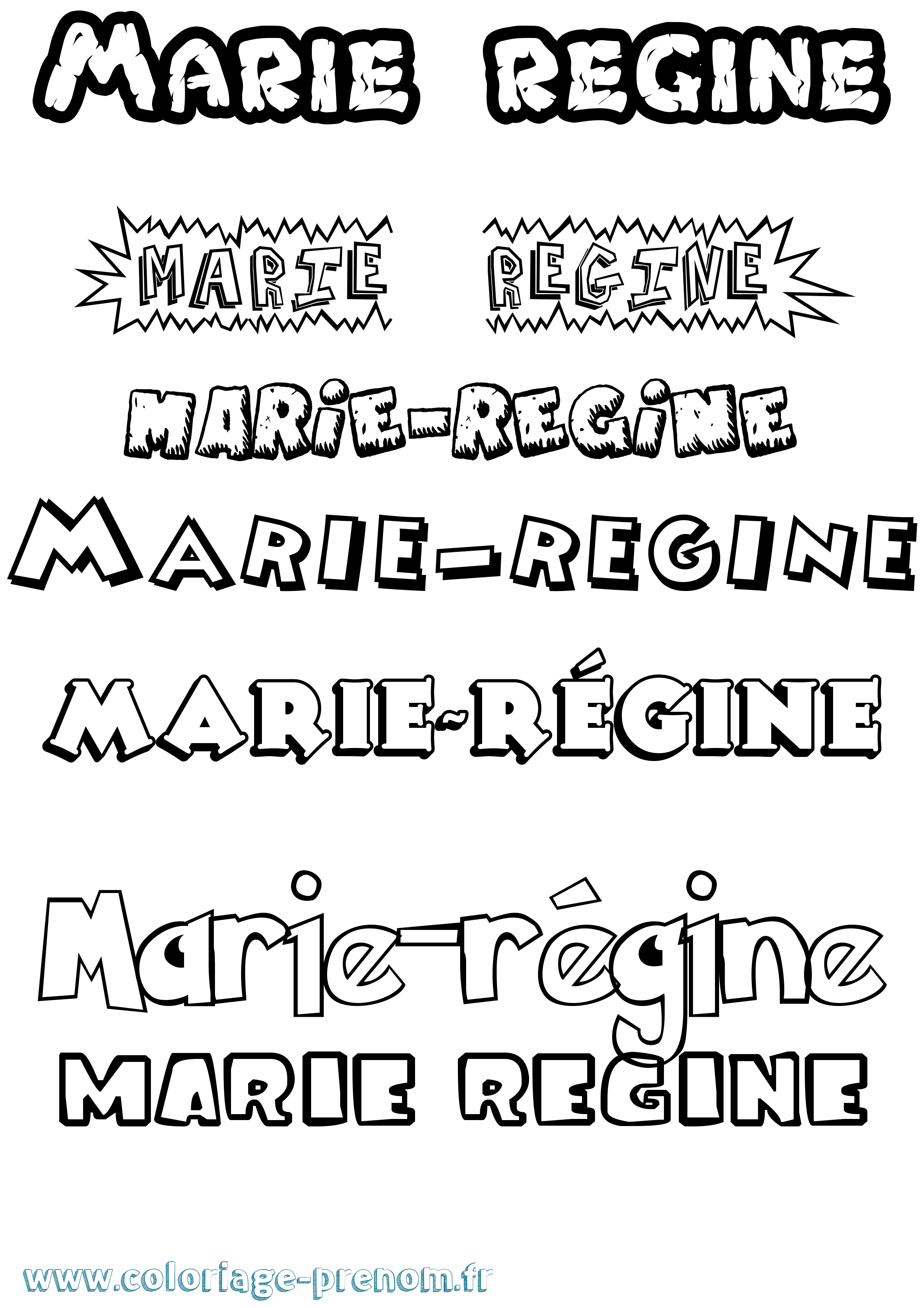 Coloriage prénom Marie-Régine Dessin Animé