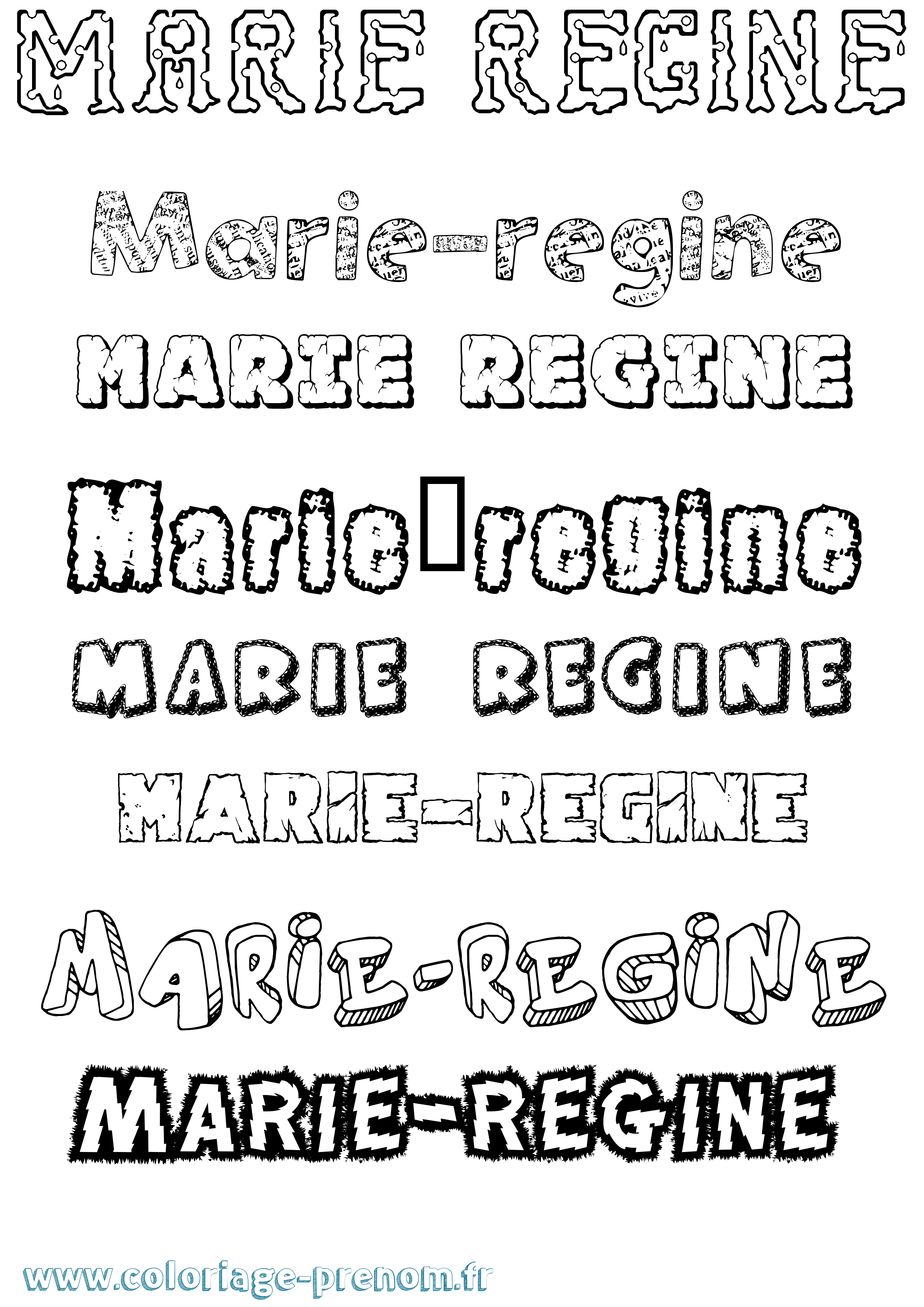 Coloriage prénom Marie-Régine Destructuré