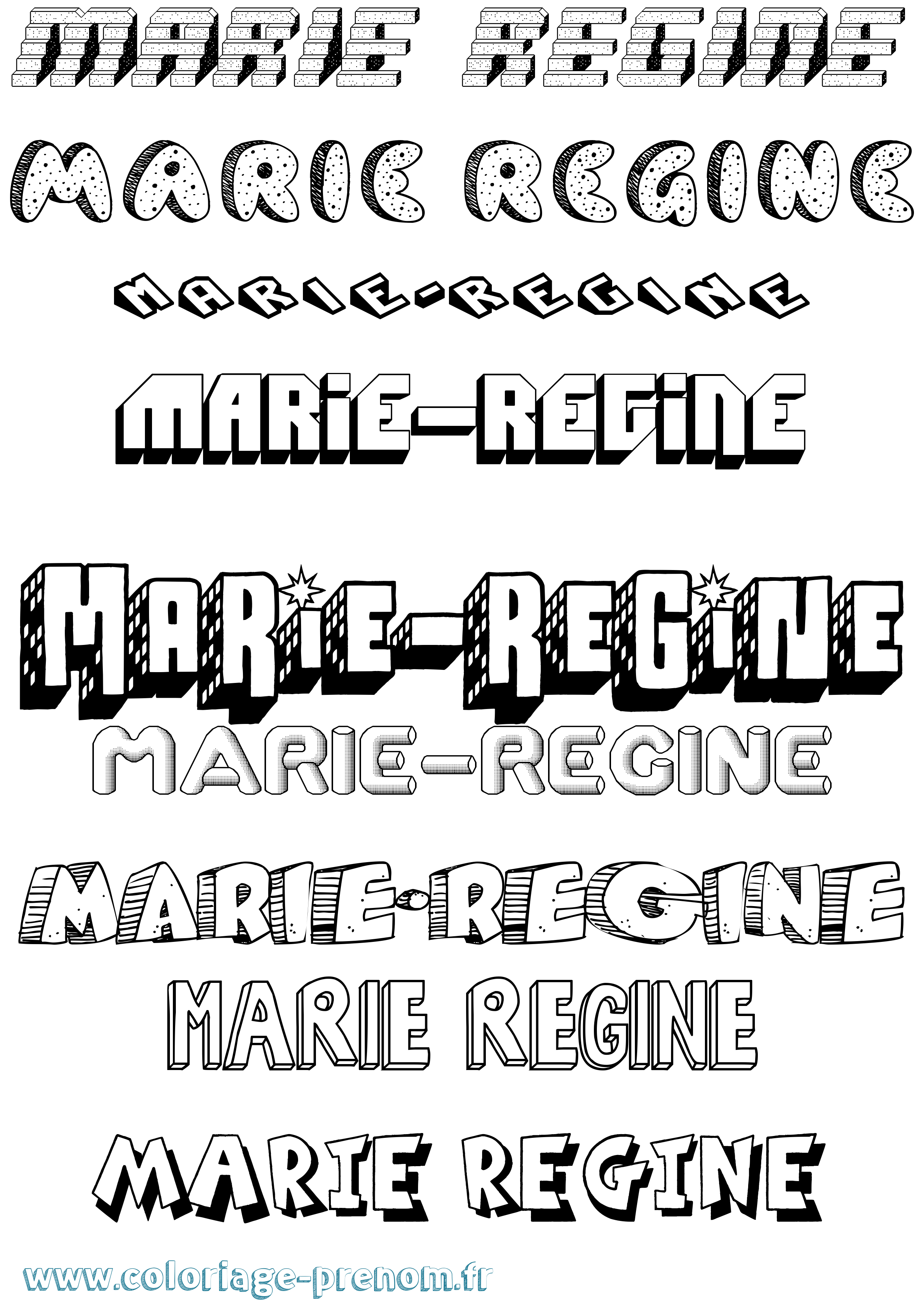 Coloriage prénom Marie-Régine Effet 3D