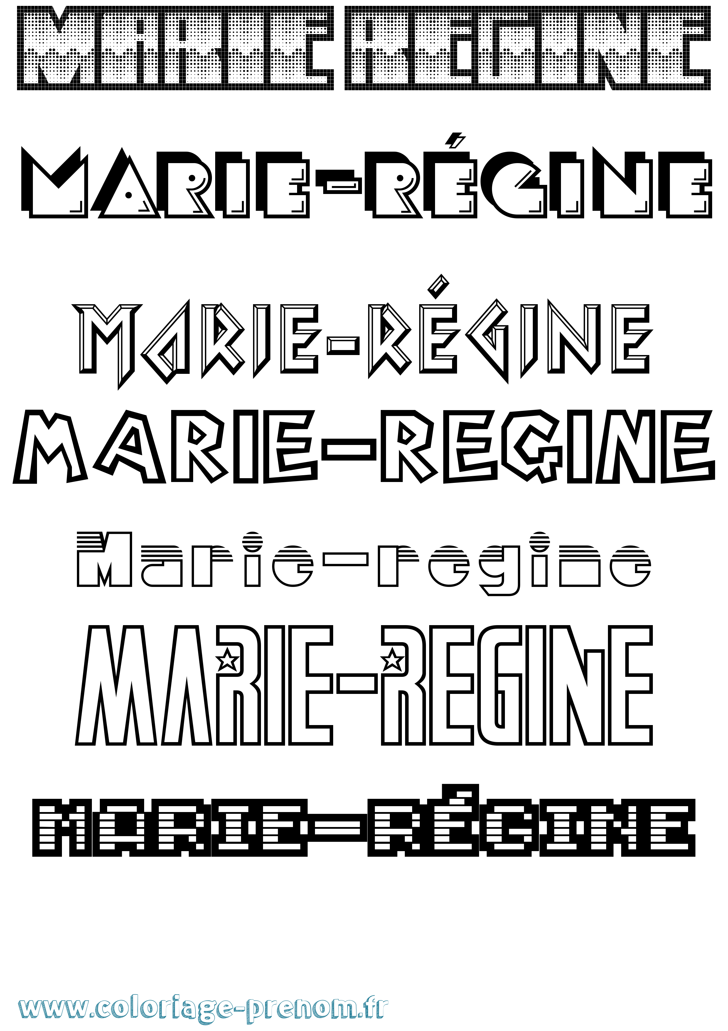 Coloriage prénom Marie-Régine Jeux Vidéos