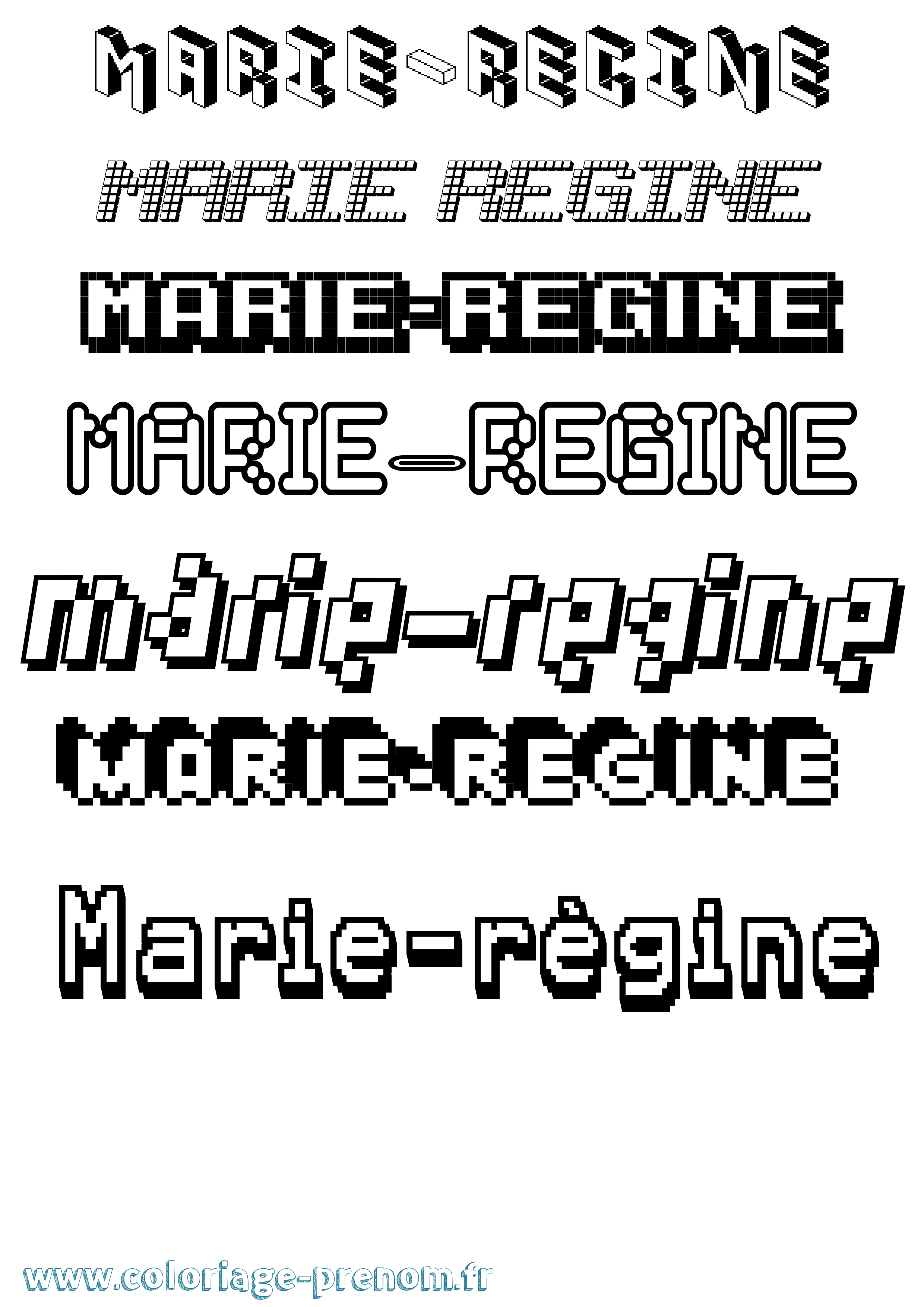 Coloriage prénom Marie-Régine Pixel